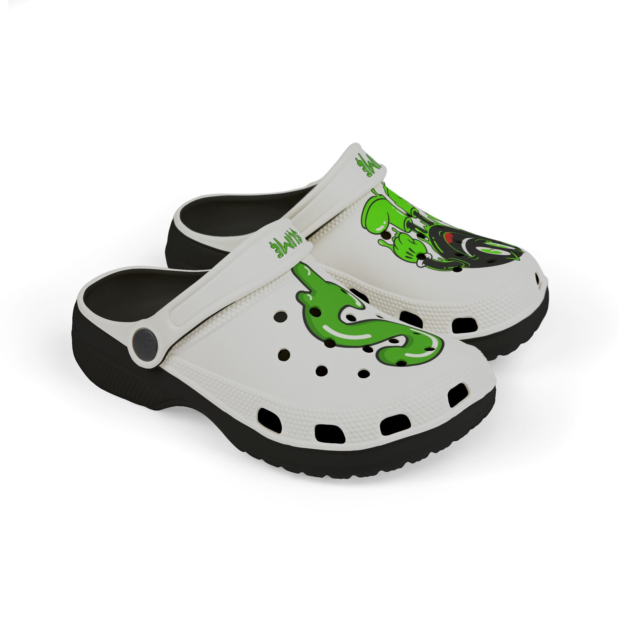 The Slime Shop Kids' EVA Foam Clogs — White / Green Slime AOP (Slimeman Gzzz + Slime $)