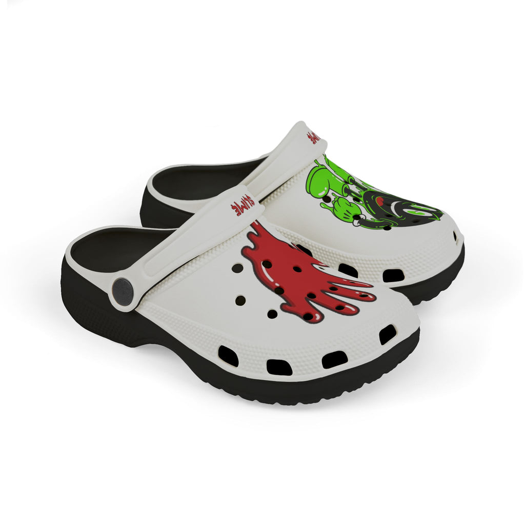 The Slime Shop Kids' EVA Foam Clogs — White / Green & Red Slime AOP (Slimeman Gzzz + Slime In 5)