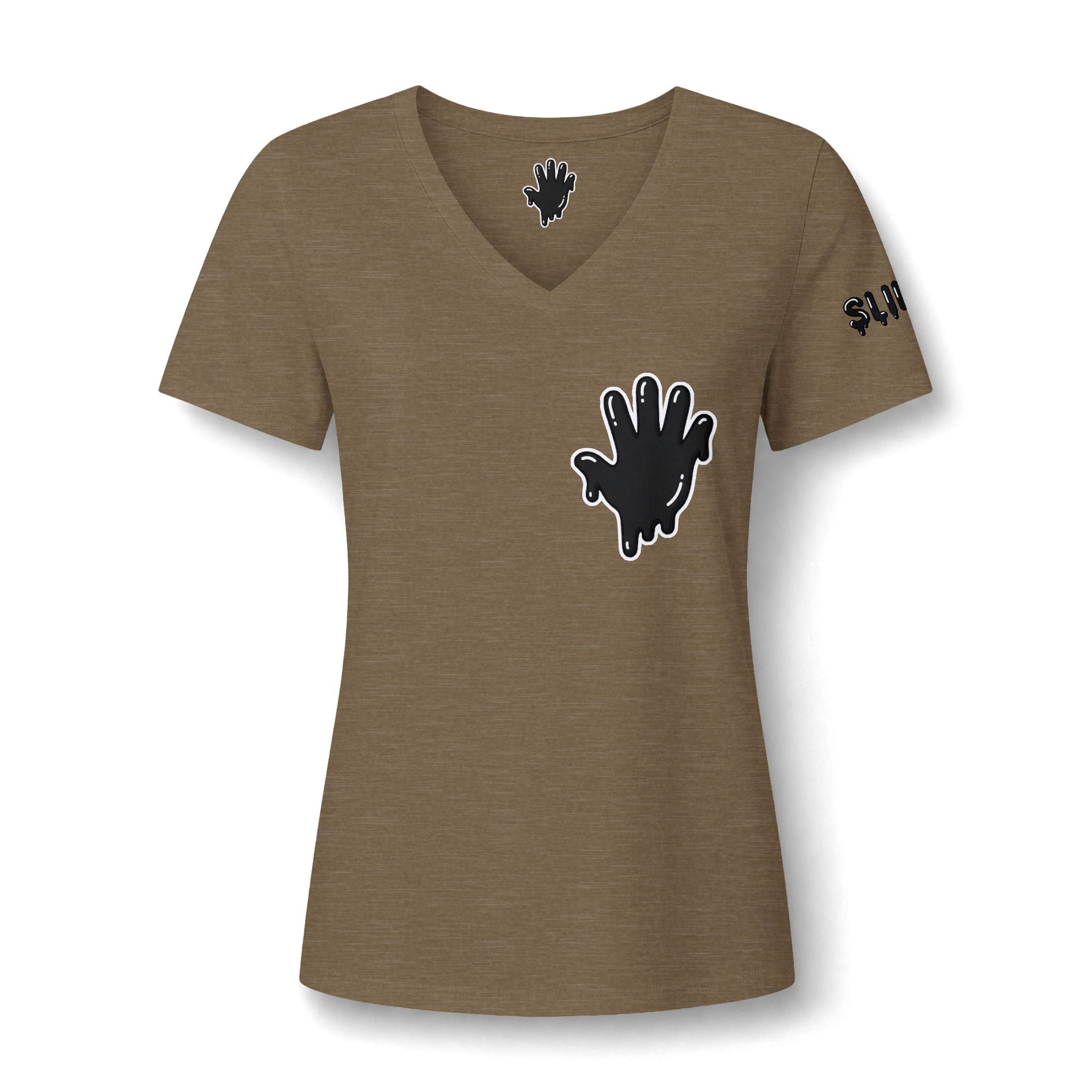 The Slime Shop Women's V-Neck Tee — White / Black Slime In 5