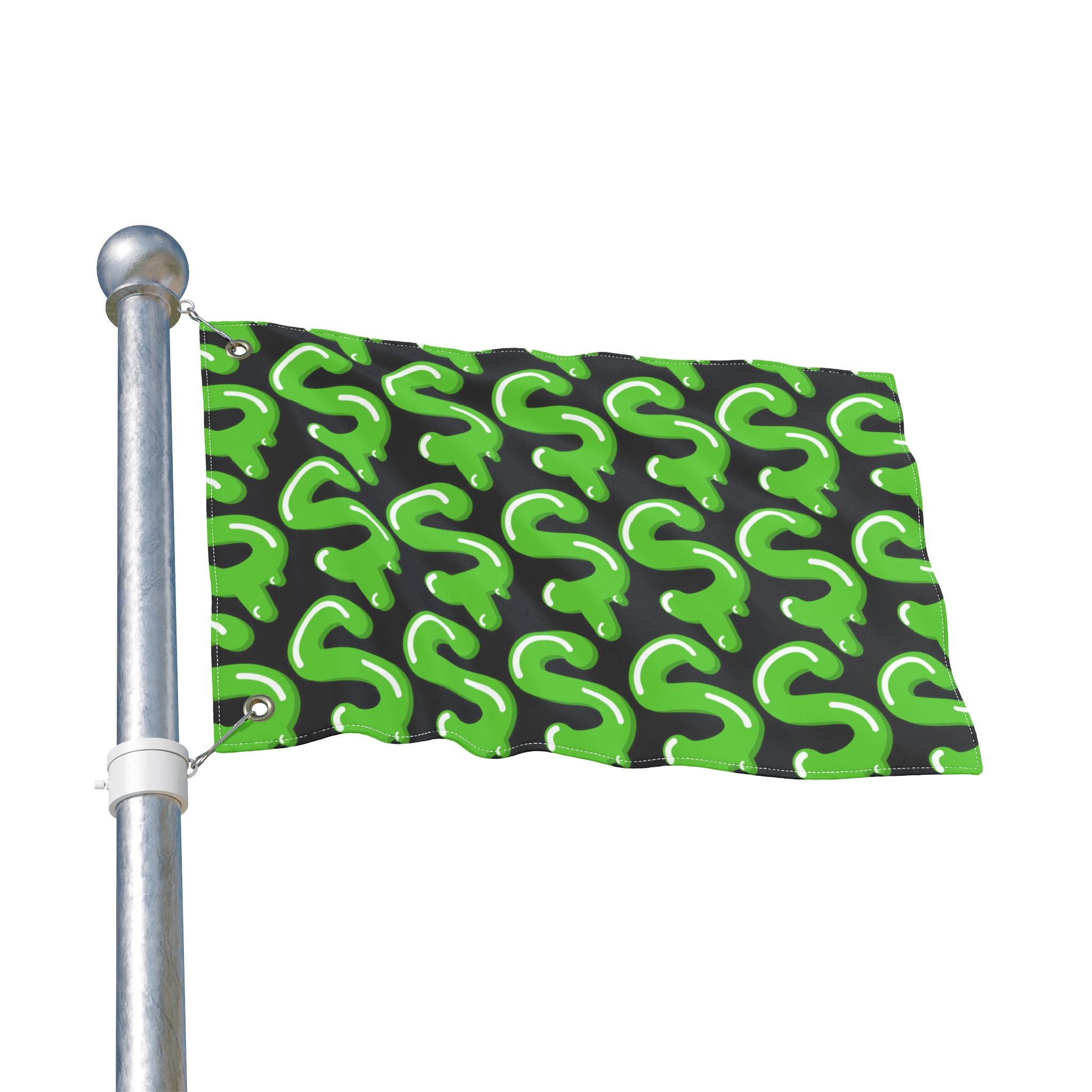 The Slime Shop Double Sided Flag — Black / Green Slime S