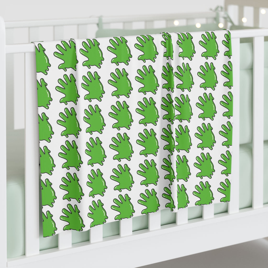 The Slime Shop Baby Swaddle Blanket — White / Green Slime In 5
