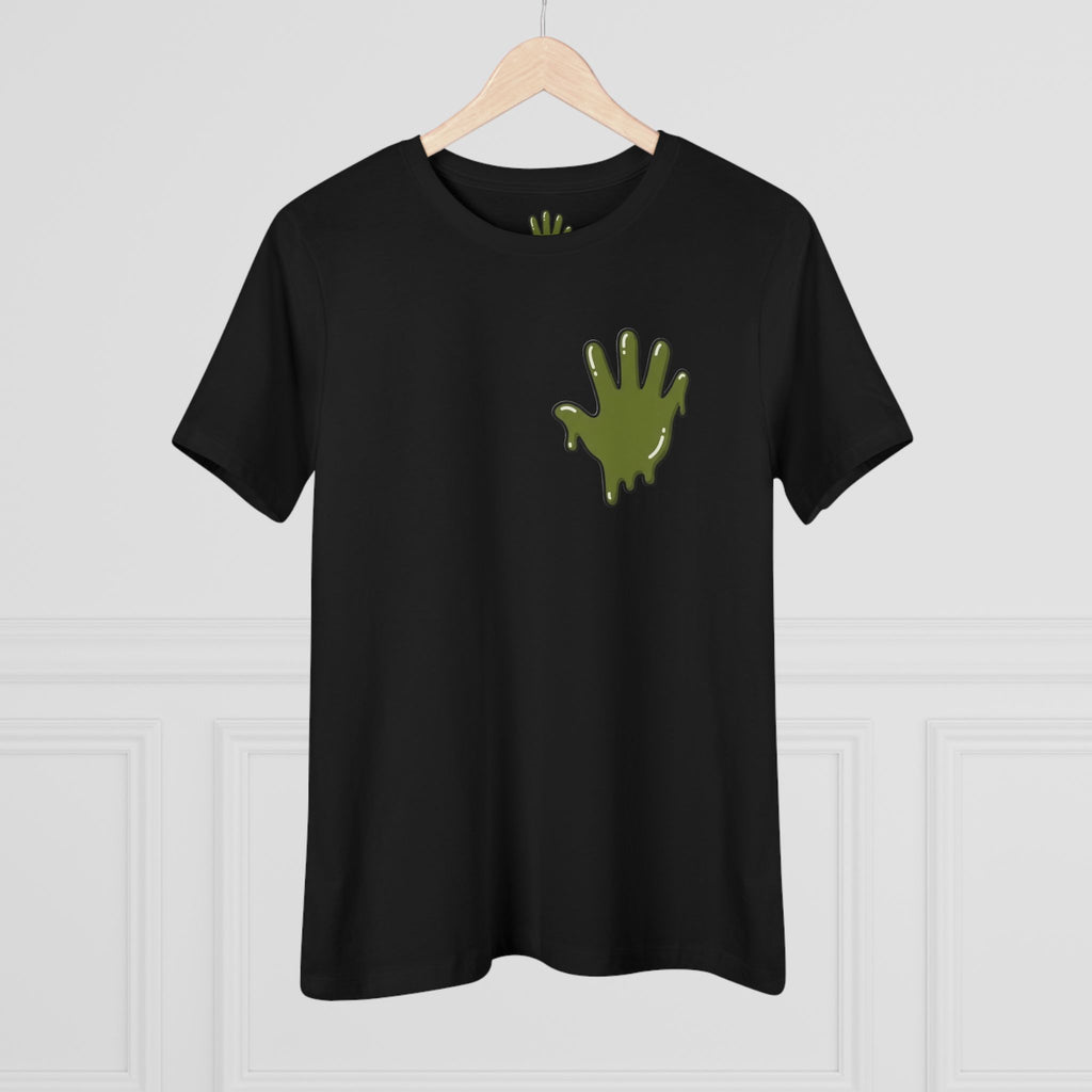 The Slime Shop Women's Tee — White / Olive Slime In 5