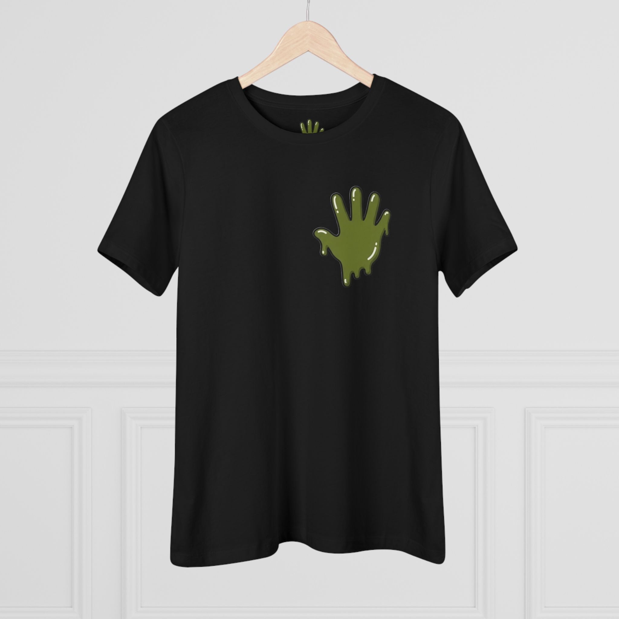 The Slime Shop Women's Tee — White / Olive Slime In 5