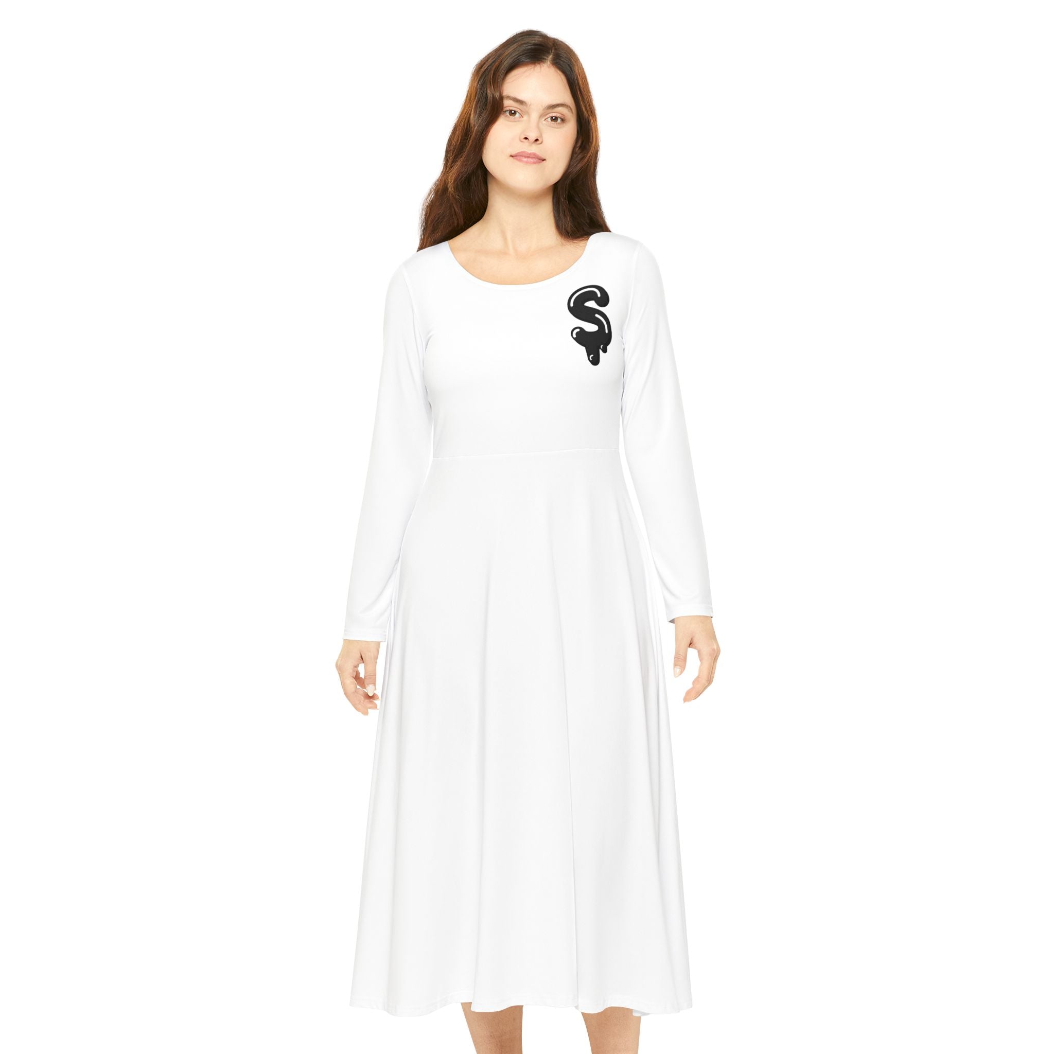 The Slime Shop Women's Long Sleeve Dance Dress — White / Black Slime $