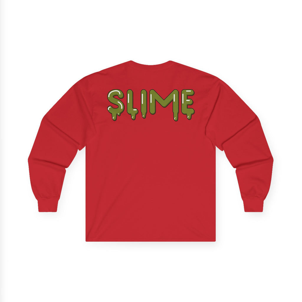 The Slime Shop Ultra Cotton Long-Sleeve — White / Olive Slime-$