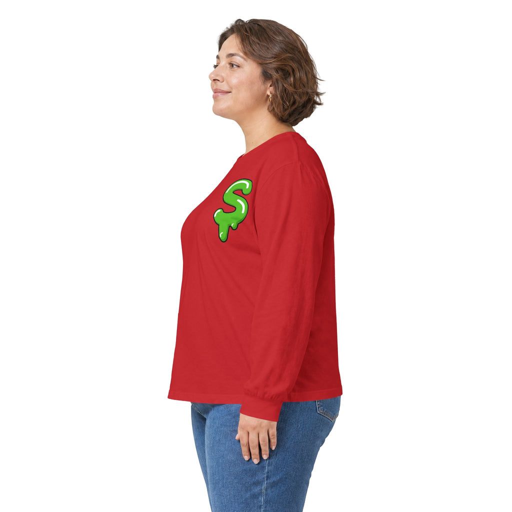 The Slime Shop Ultra Cotton Long-Sleeve Tee — Carolina Blue / Green Slime $