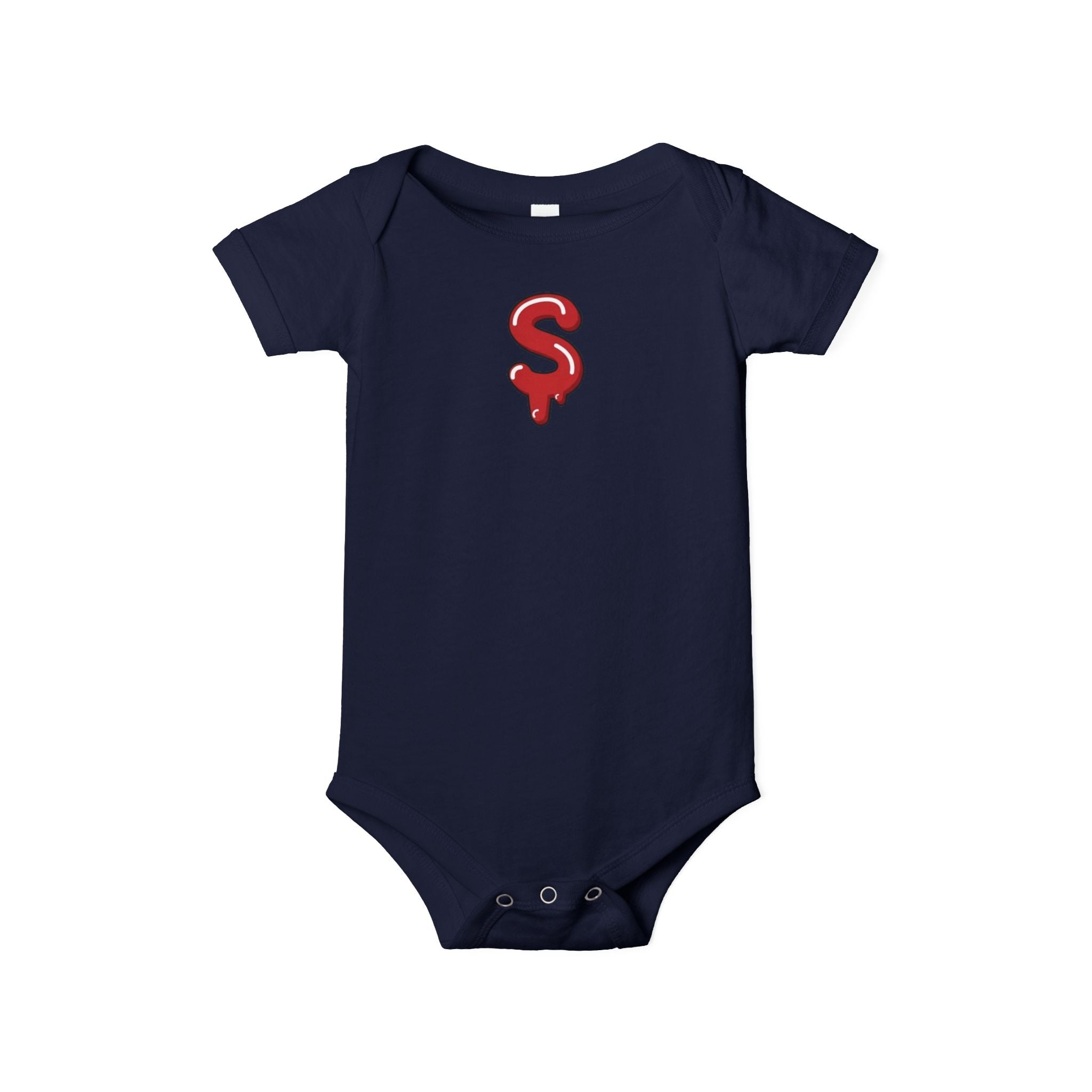 The Slime Shop Infant Jersey One Piece — Navy / Red Slime $