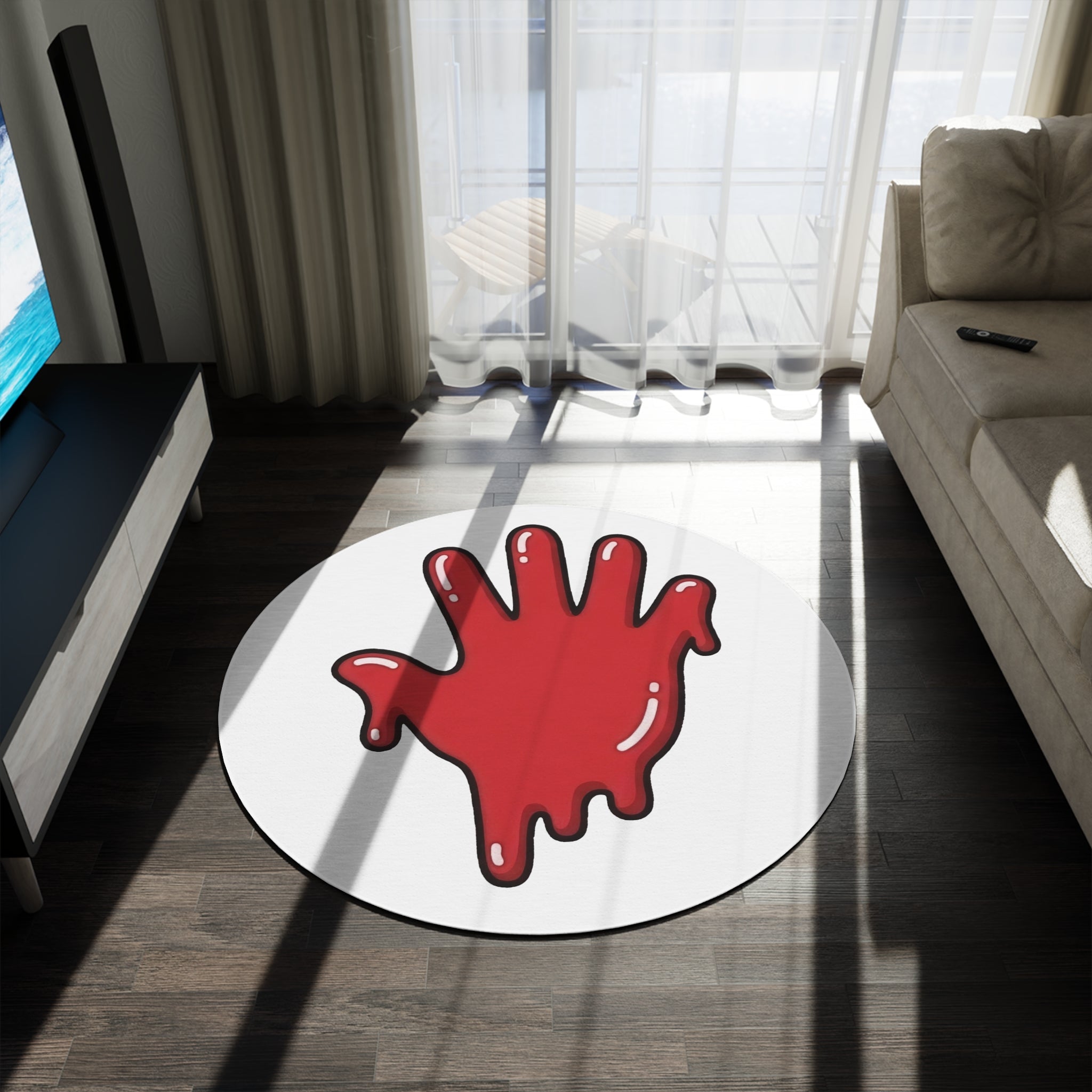 The Slime Shop Round Rug — Slime Hand (Red) III