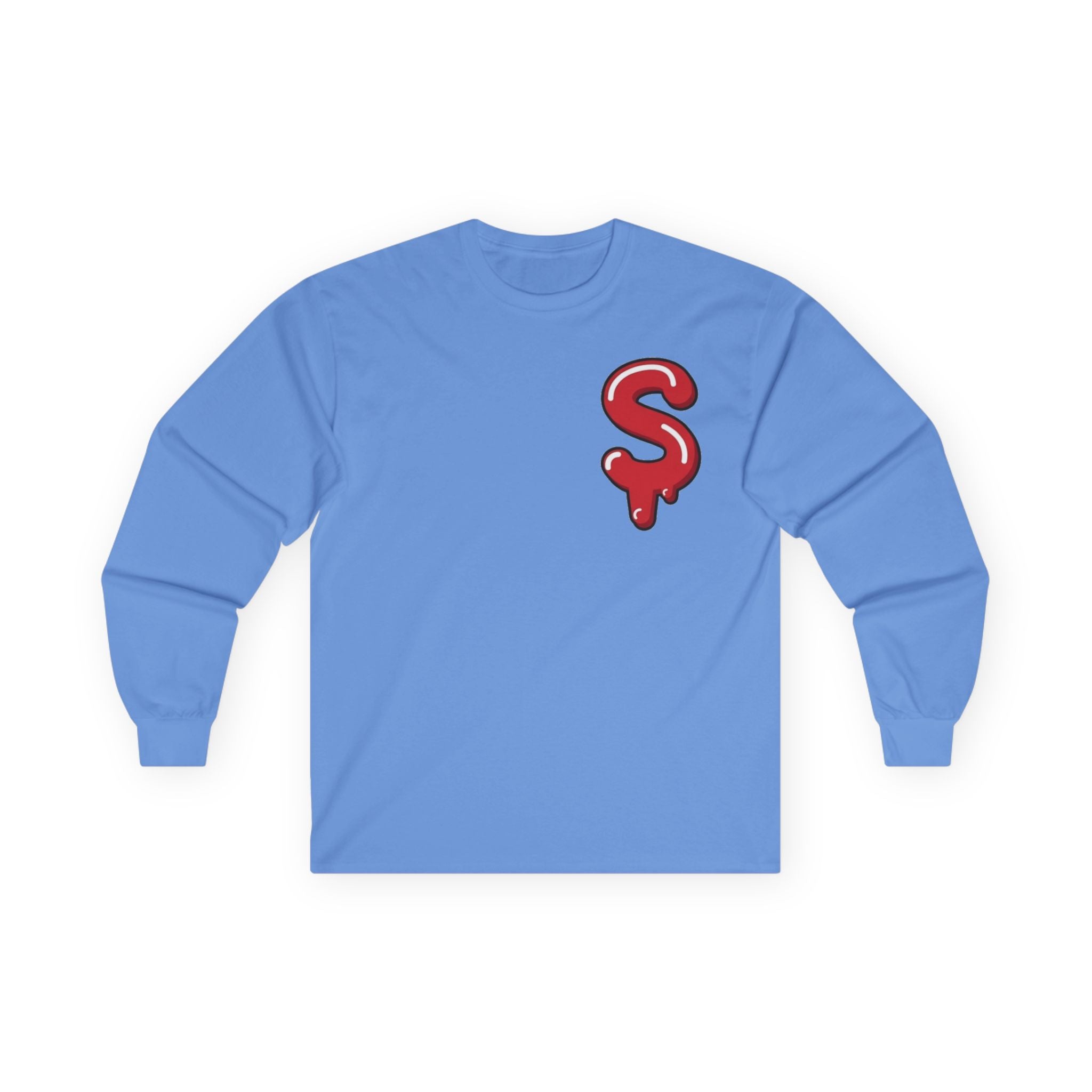 The Slime Shop Ultra Cotton Long-Sleeve Tee — Royal Blue / Red Slime Sircle