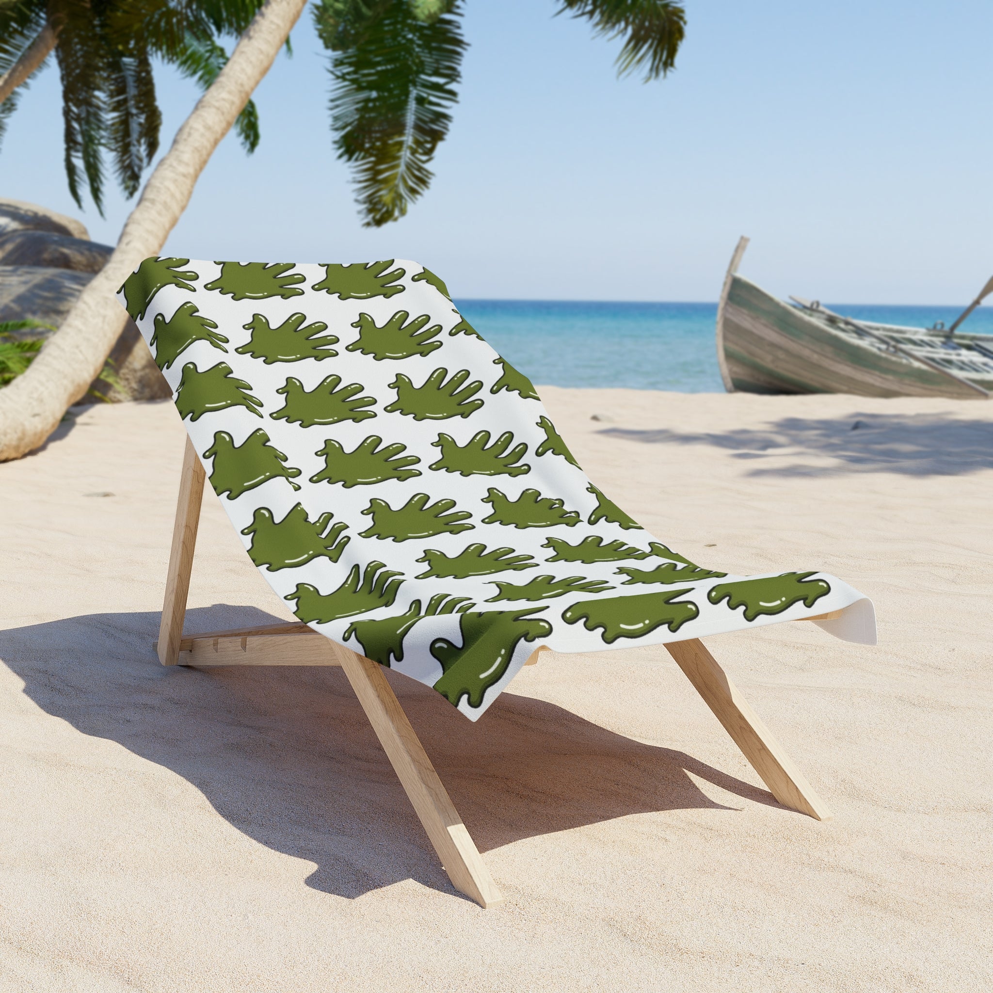 The Slime Shop Beach Towel — White / Olive Slime In 5