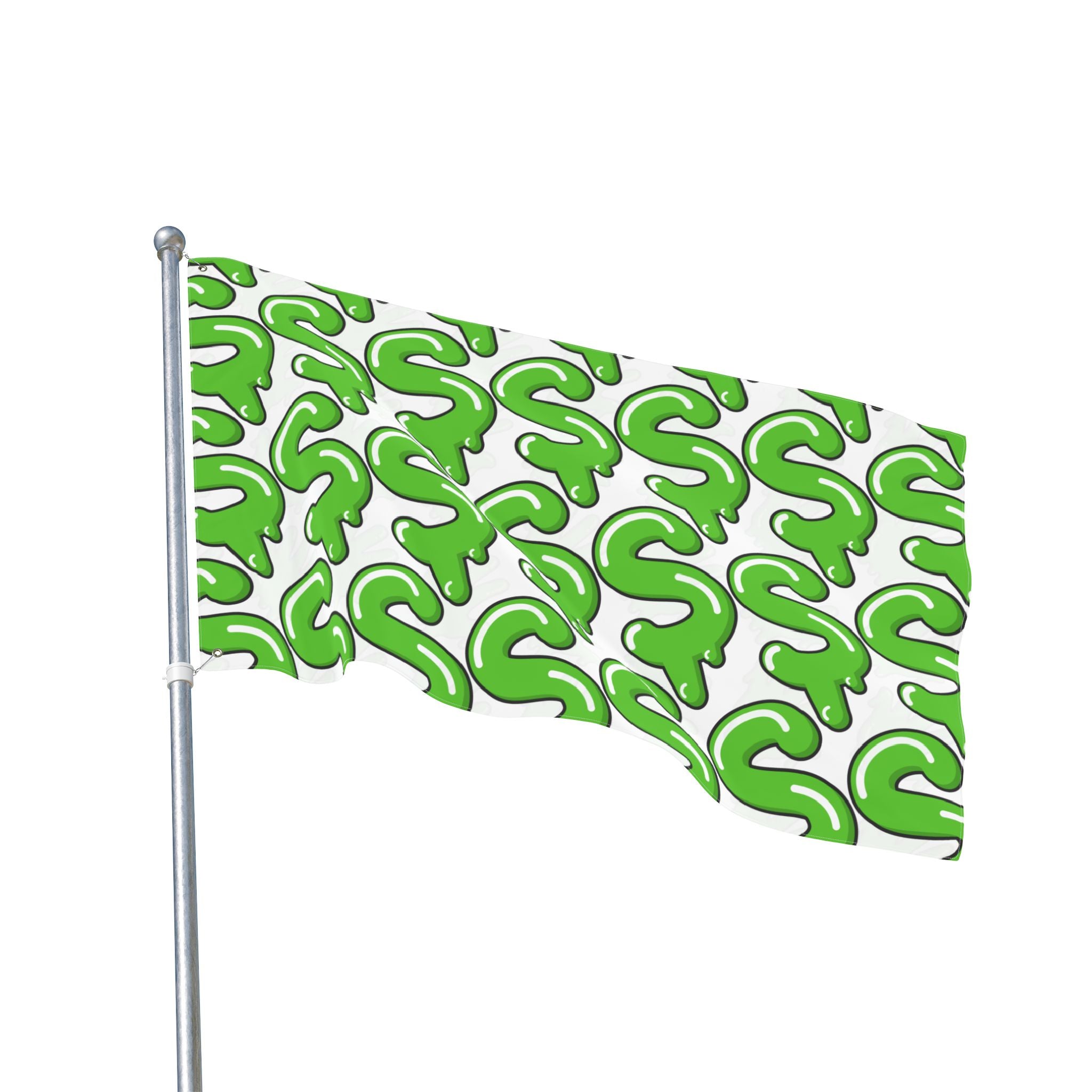 The Slime Shop Double Sided Flag — White / Green Slime S