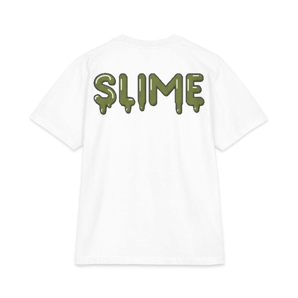 The Slime Shop Max Heavyweight Tee — White / Olive Slime-$