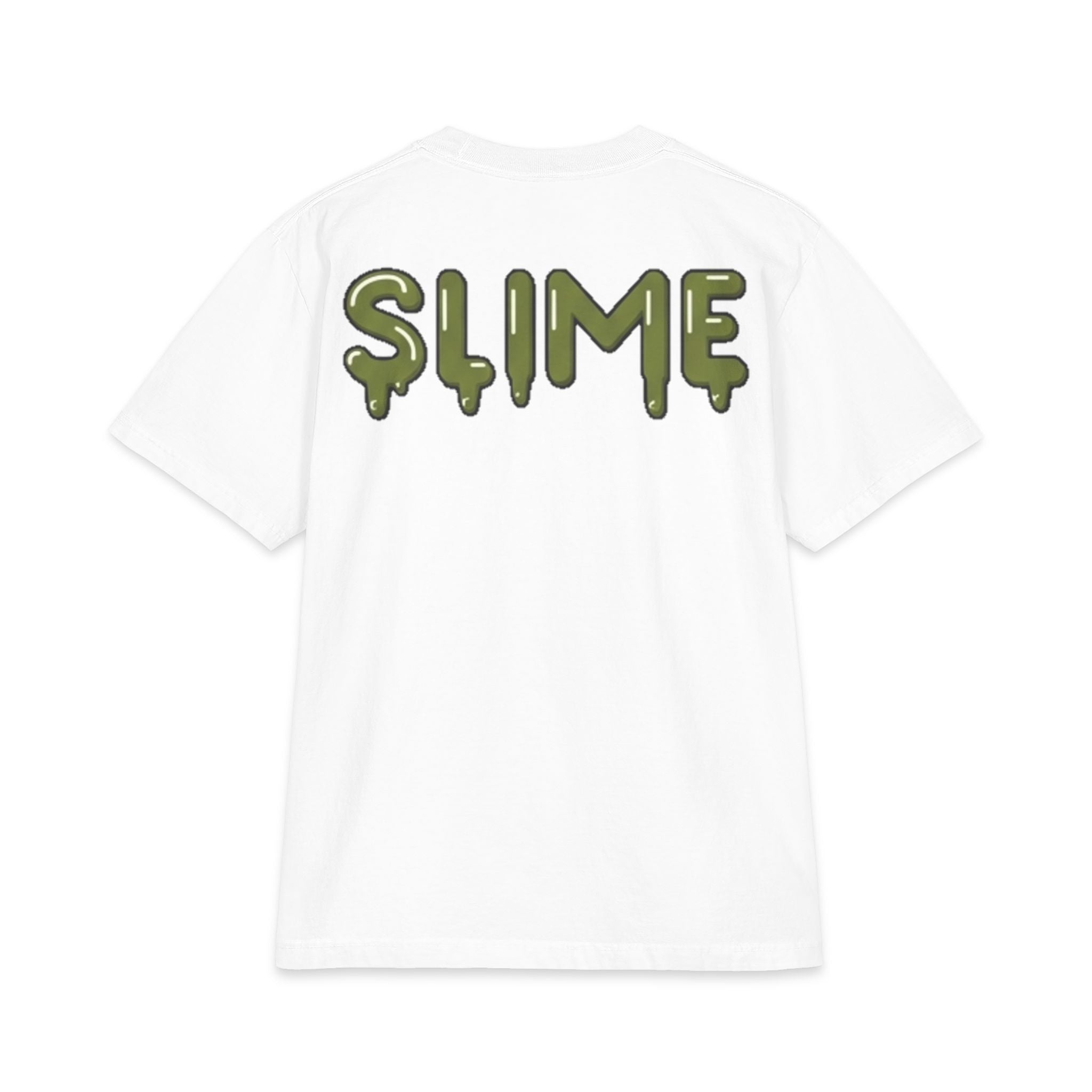 The Slime Shop Max Heavyweight Tee — White / Olive Slime-$