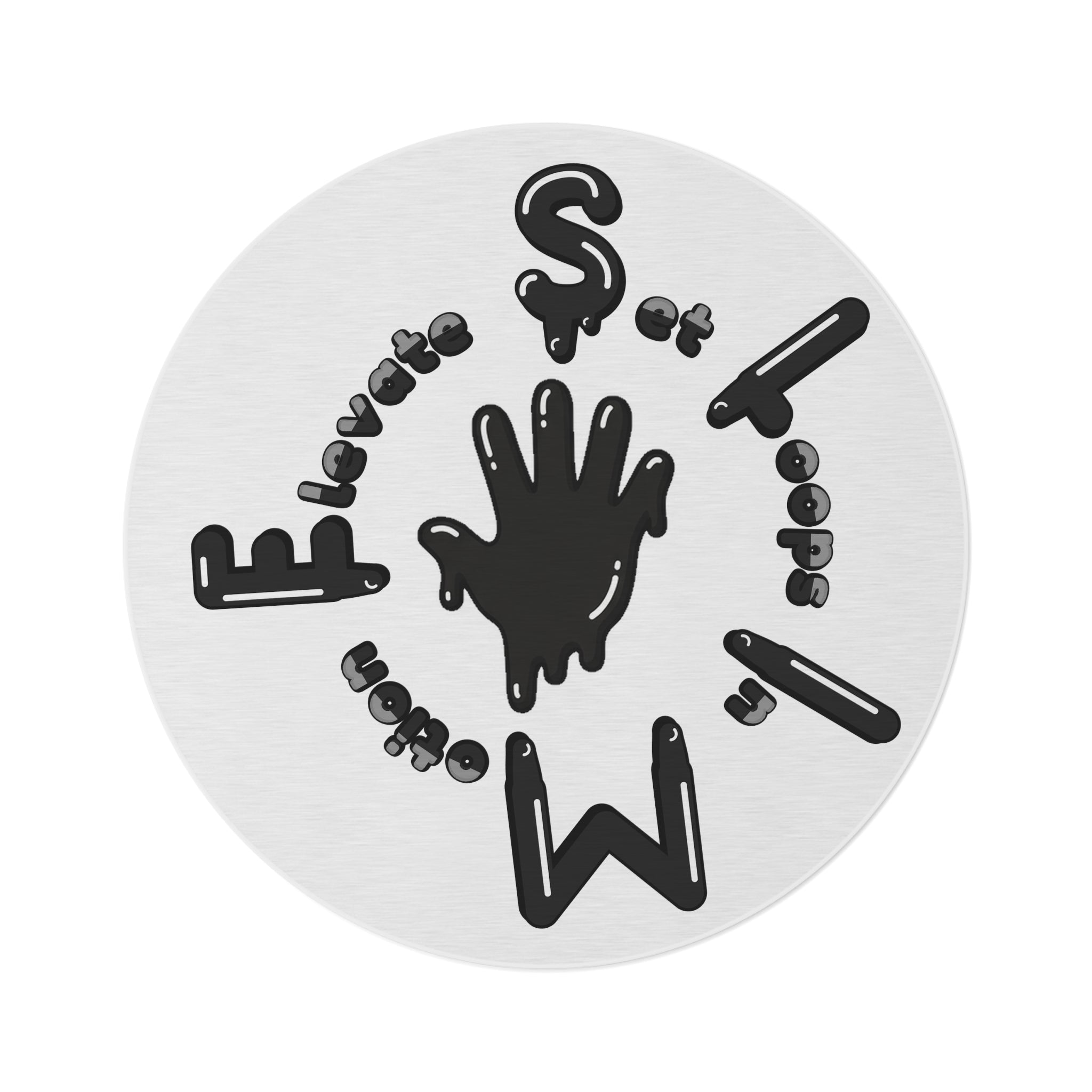 The Slime Shop Round Rug — Hand & Ring (Black)
