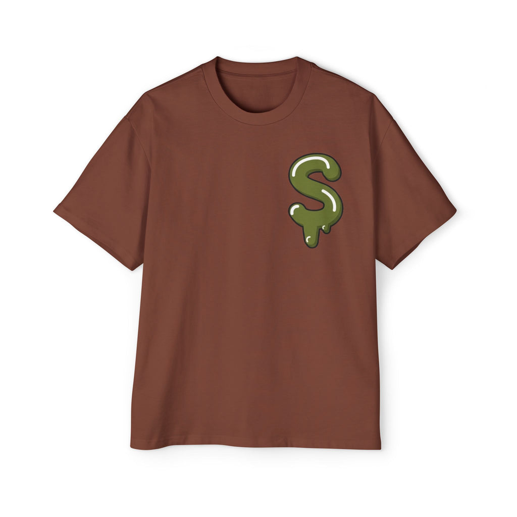 The Slime Shop Heavy Oversized Tee — Brown / Olive Slime Sircle