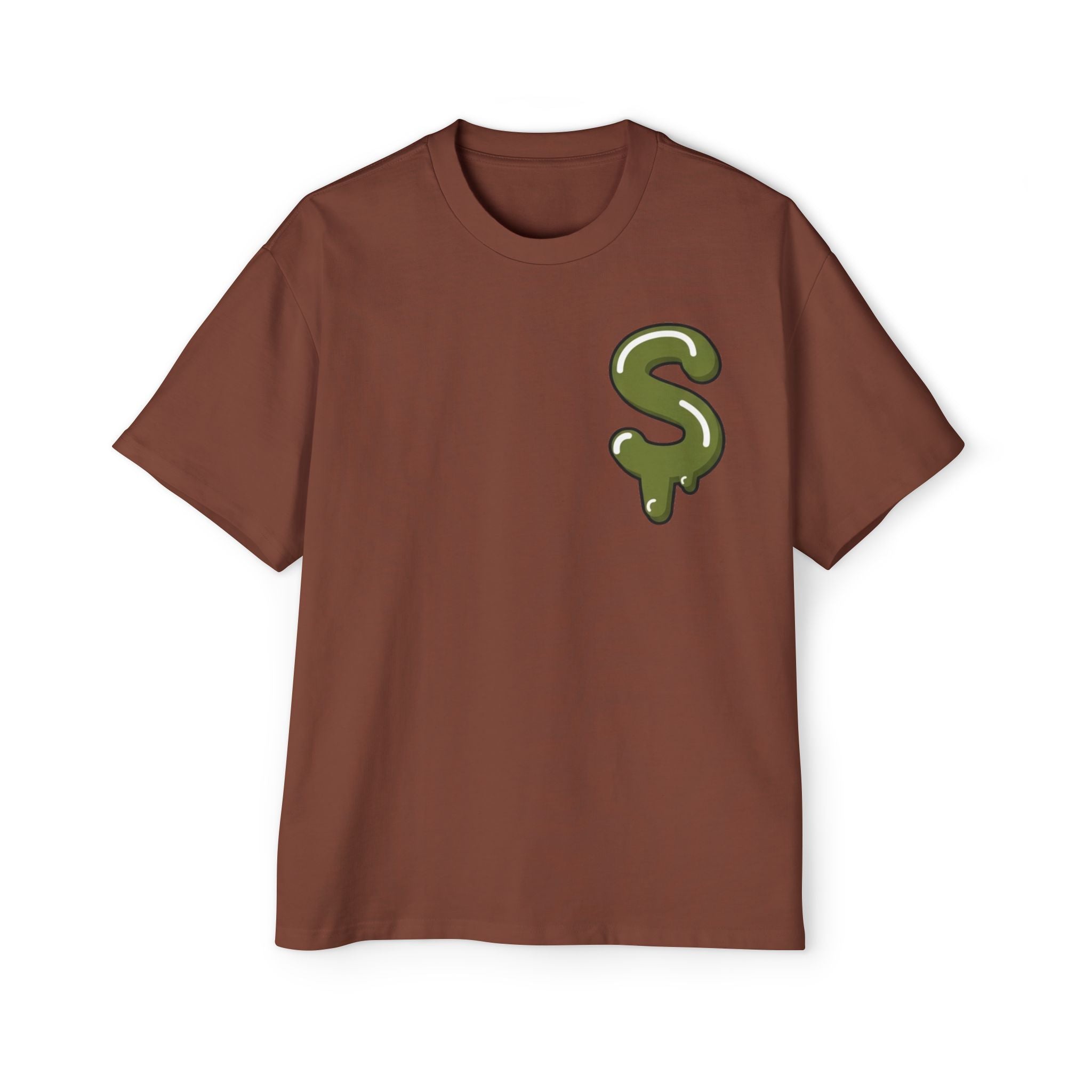 The Slime Shop Heavy Oversized Tee — Brown / Olive Slime Sircle
