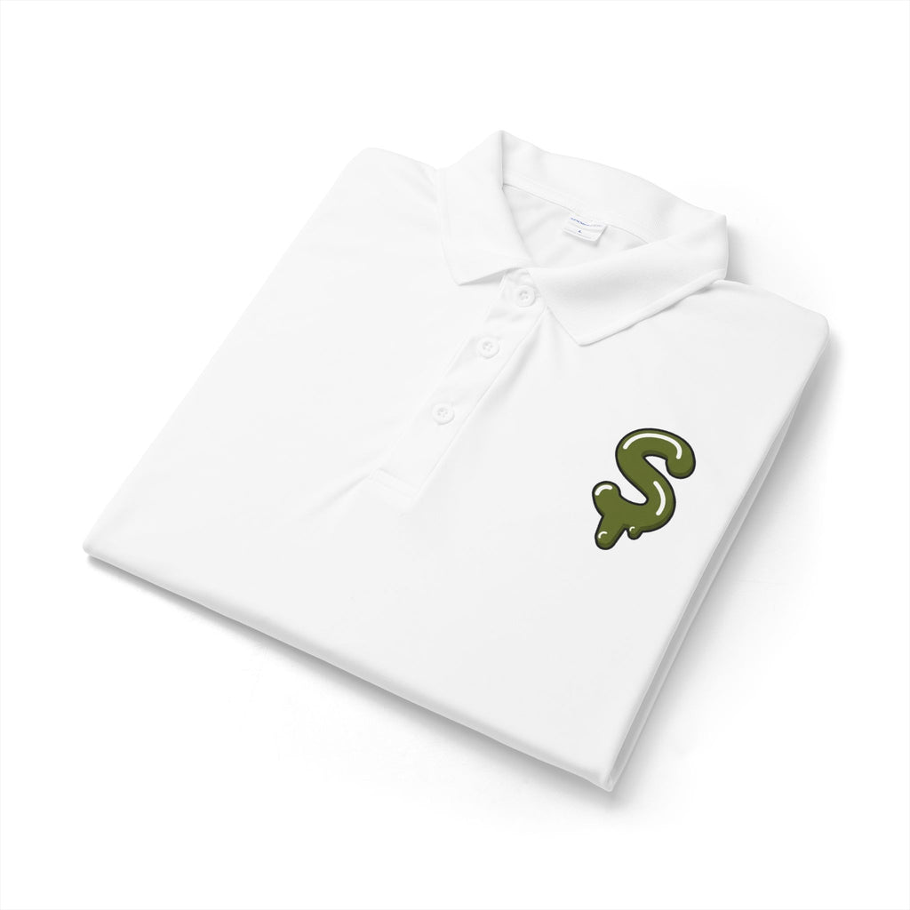The Slime Shop Sport-Tek Polo — White / Olive Slime In 5