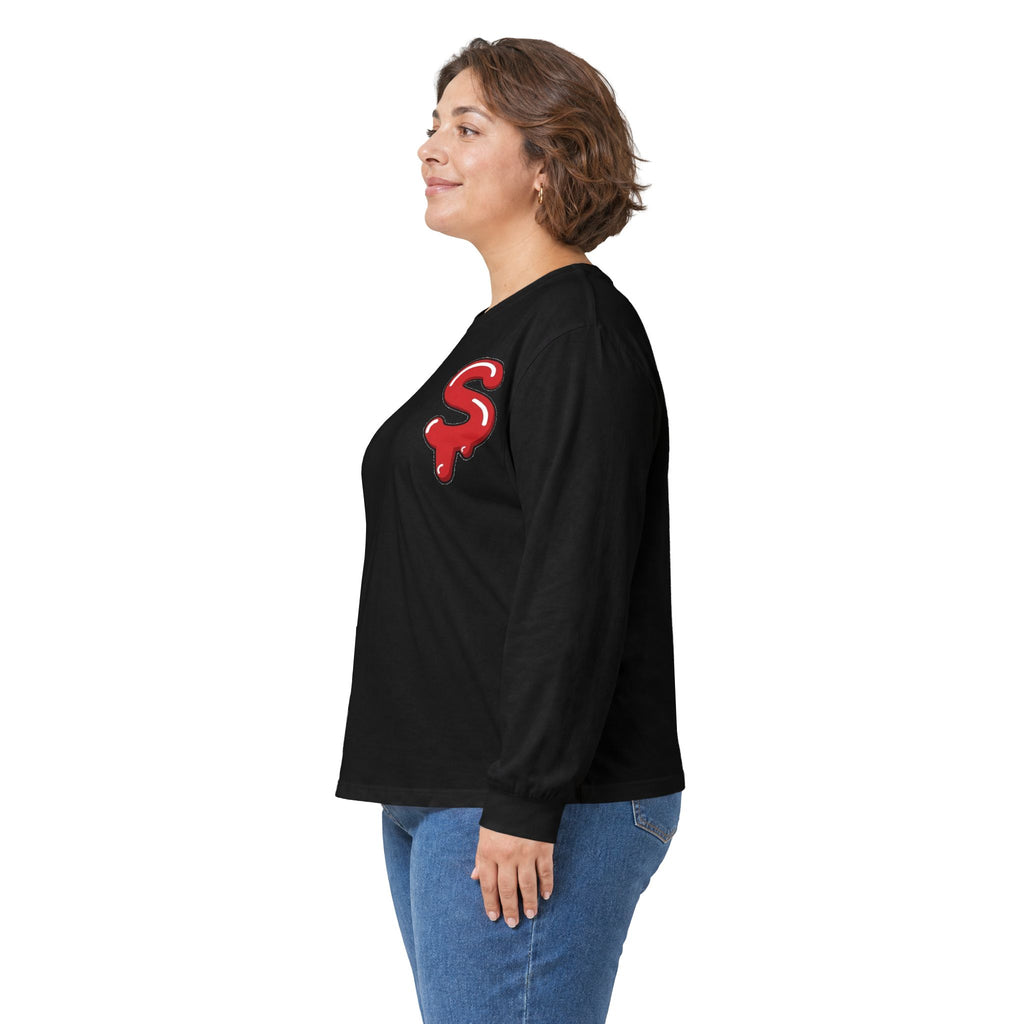 The Slime Shop Ultra Cotton Long-Sleeve Tee — Royal Blue / Red Slime Sircle