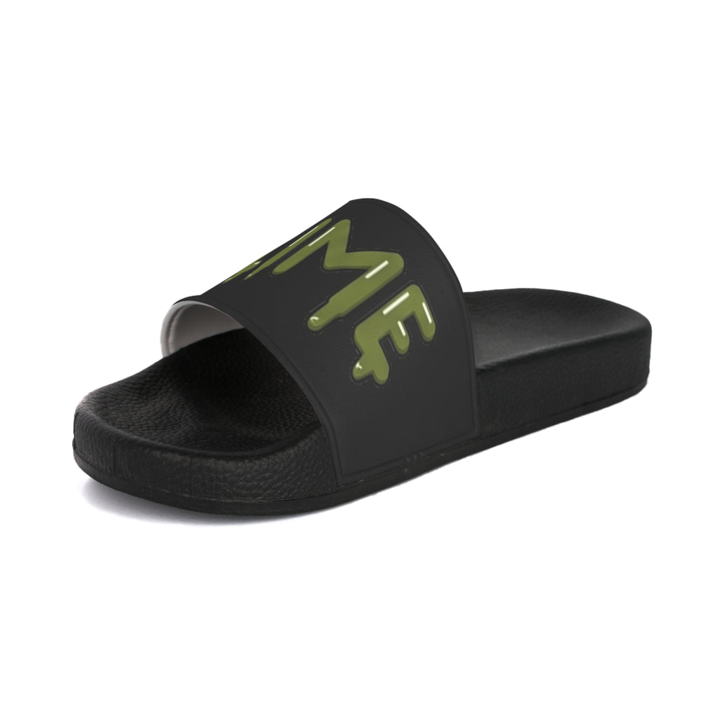 The Slime Shop Slides — Black / Olive Slime-$