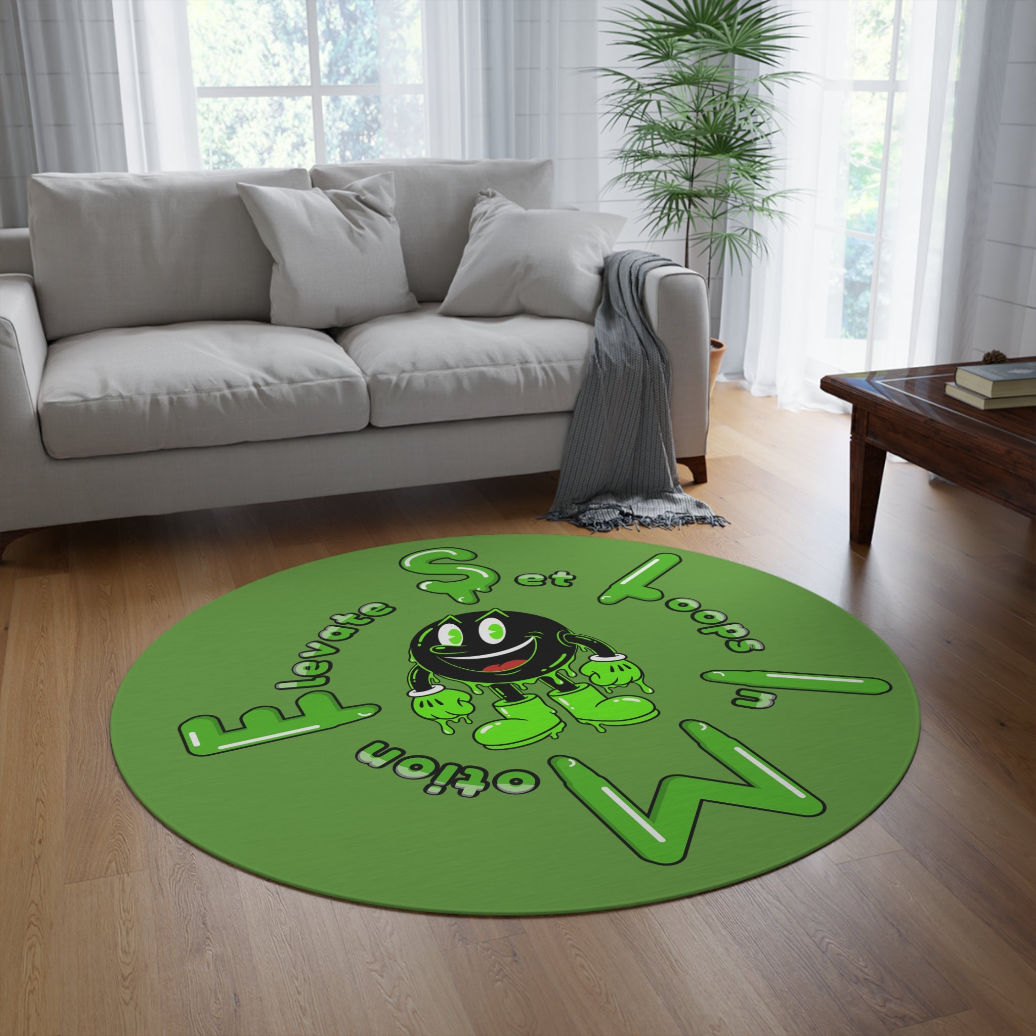 The Slime Shop Round Rug — Slimeman & Ring (Green) III