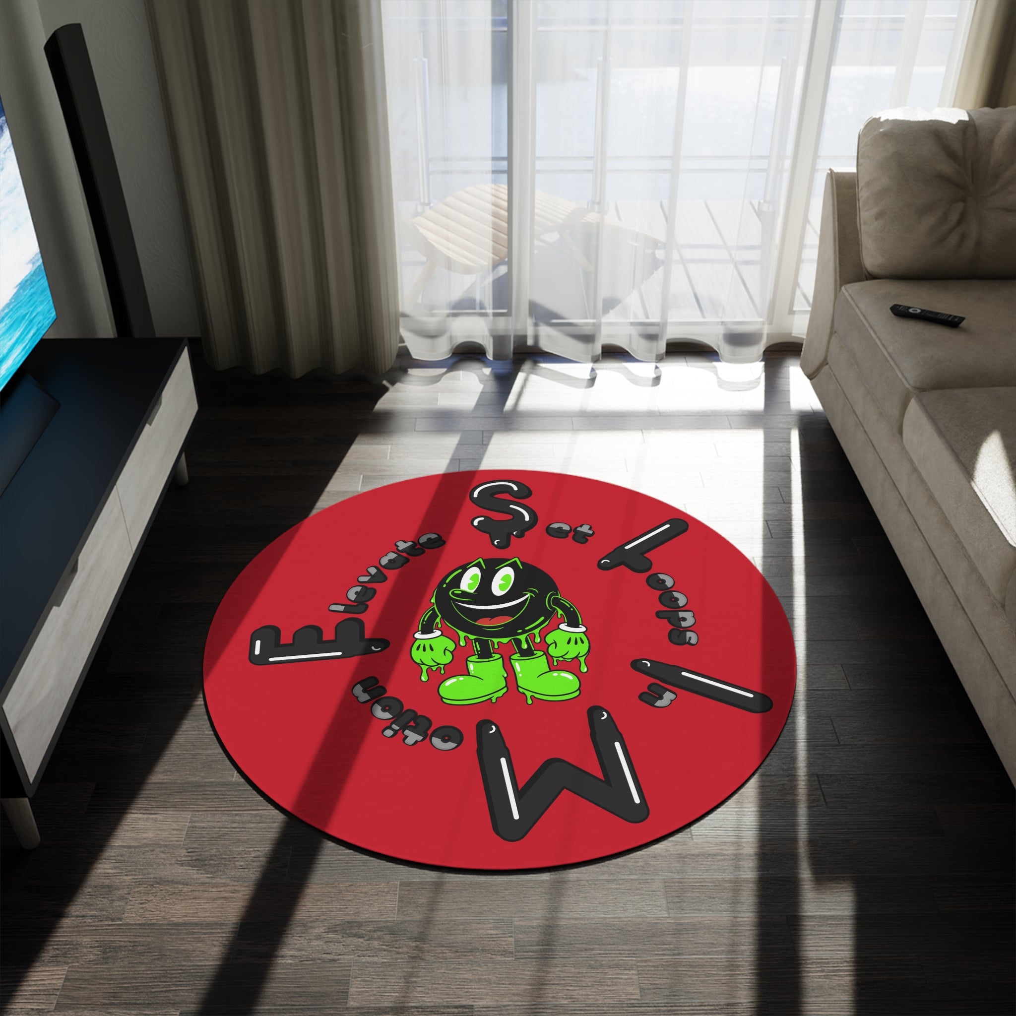 The Slime Shop Round Rug — Slimeman & Ring (Black) IV