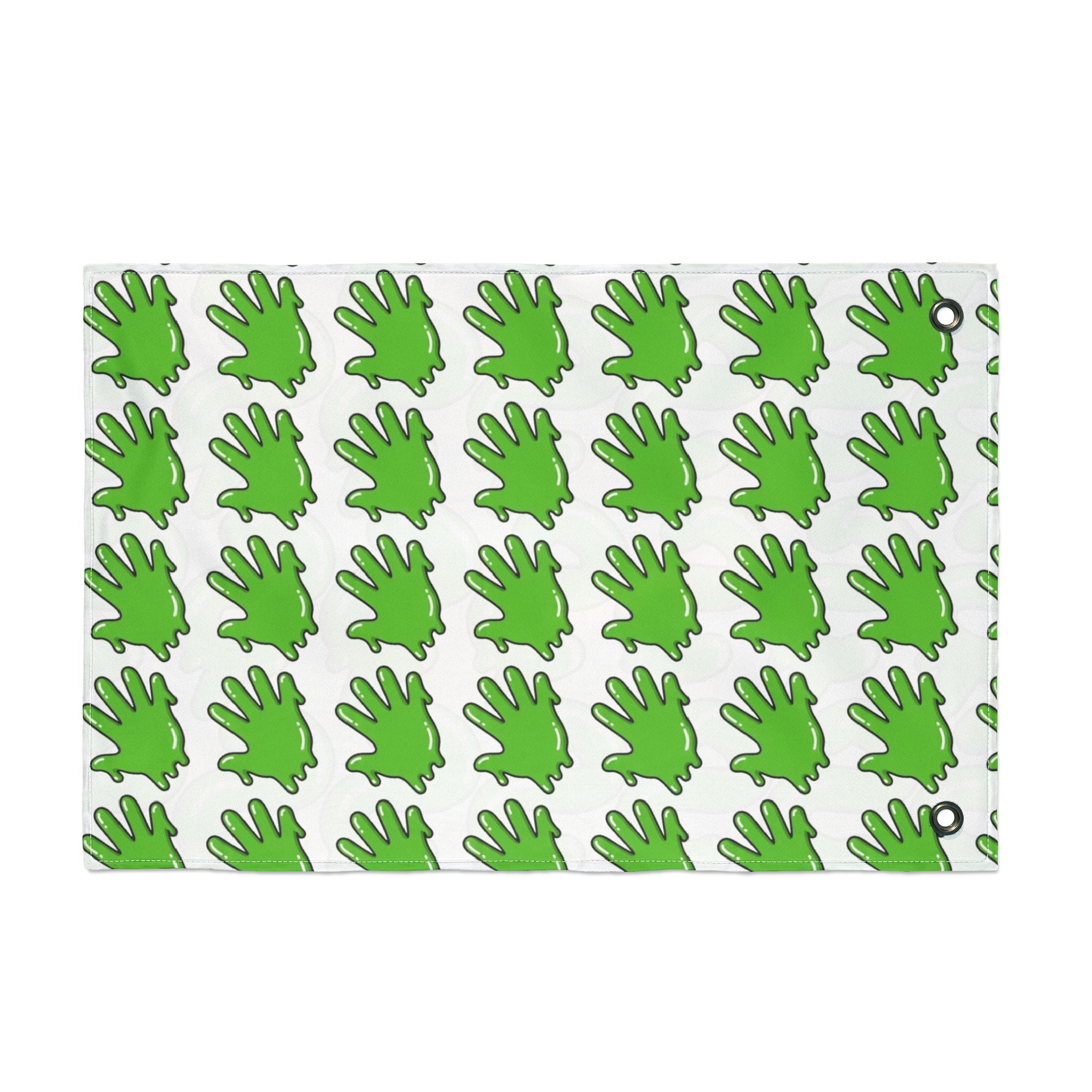 The Slime Shop Double Sided Flag — White / Green Slime S