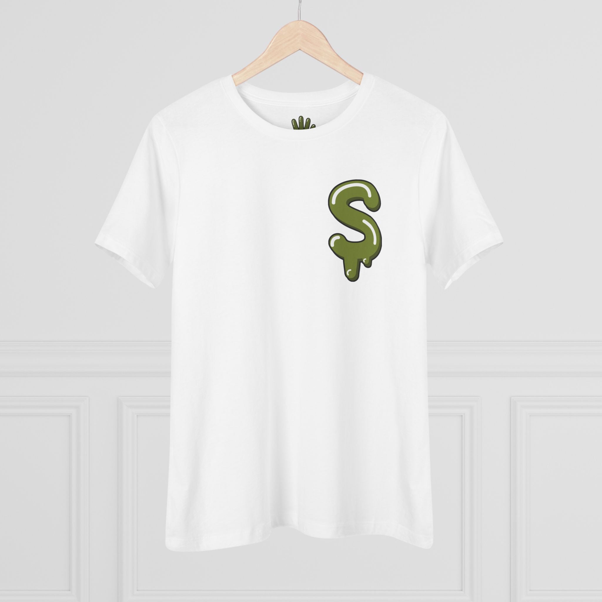The Slime Shop Women's Tee — White / Olive SLIME