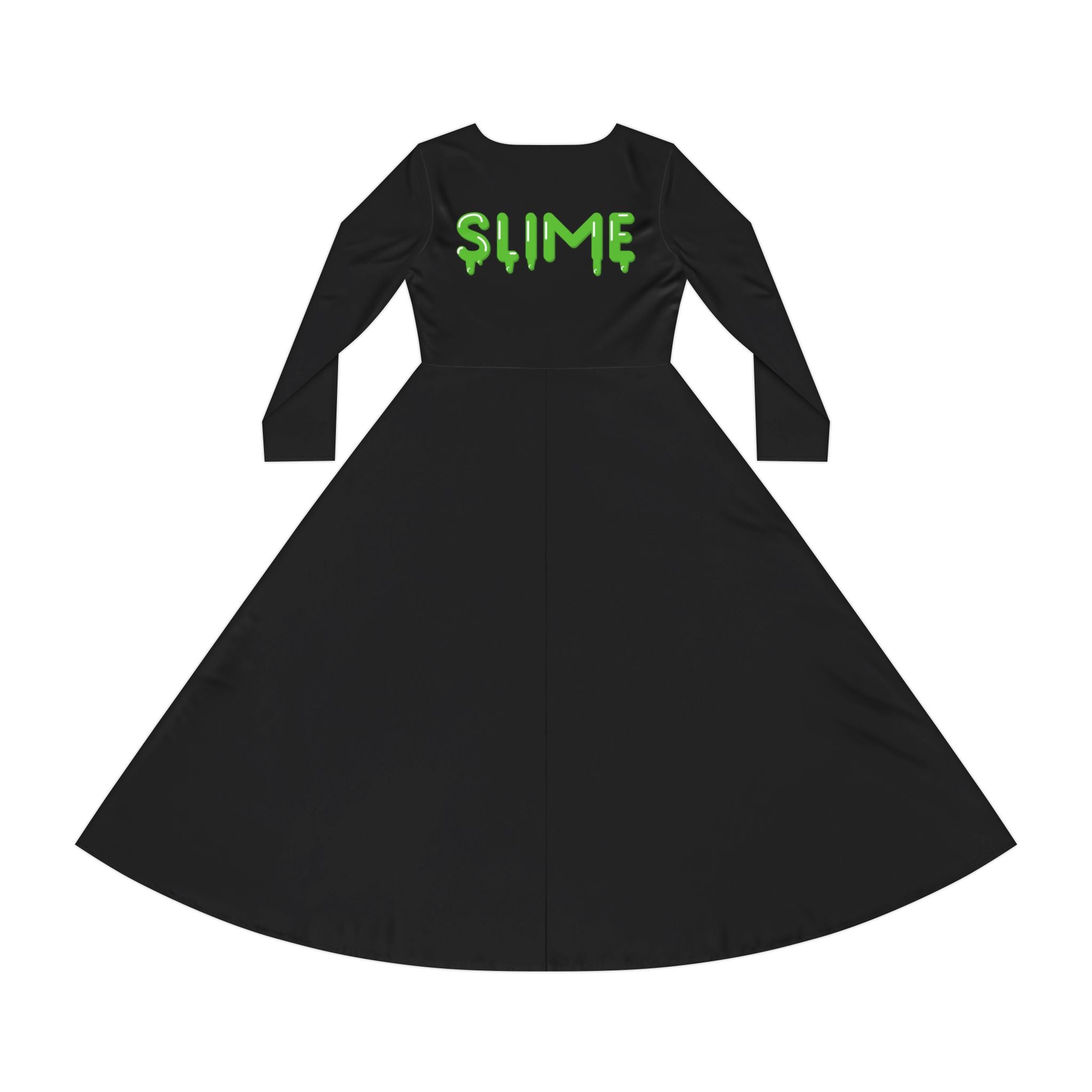 The Slime Shop Women's Long Sleeve Dance Dress — Black / Green Slime In 5 (hand)