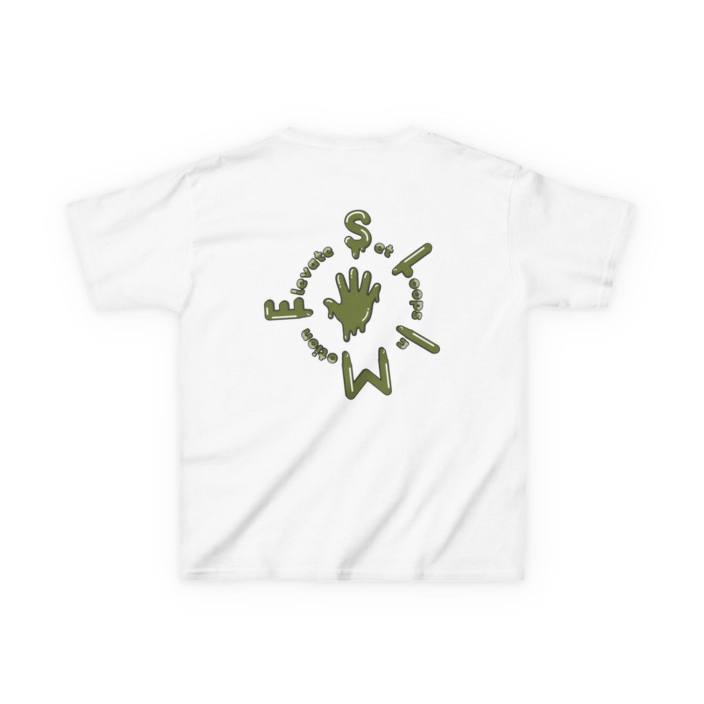 The Slime Shop Kids Heavy Cotton Tee — White / Military Green Slime $