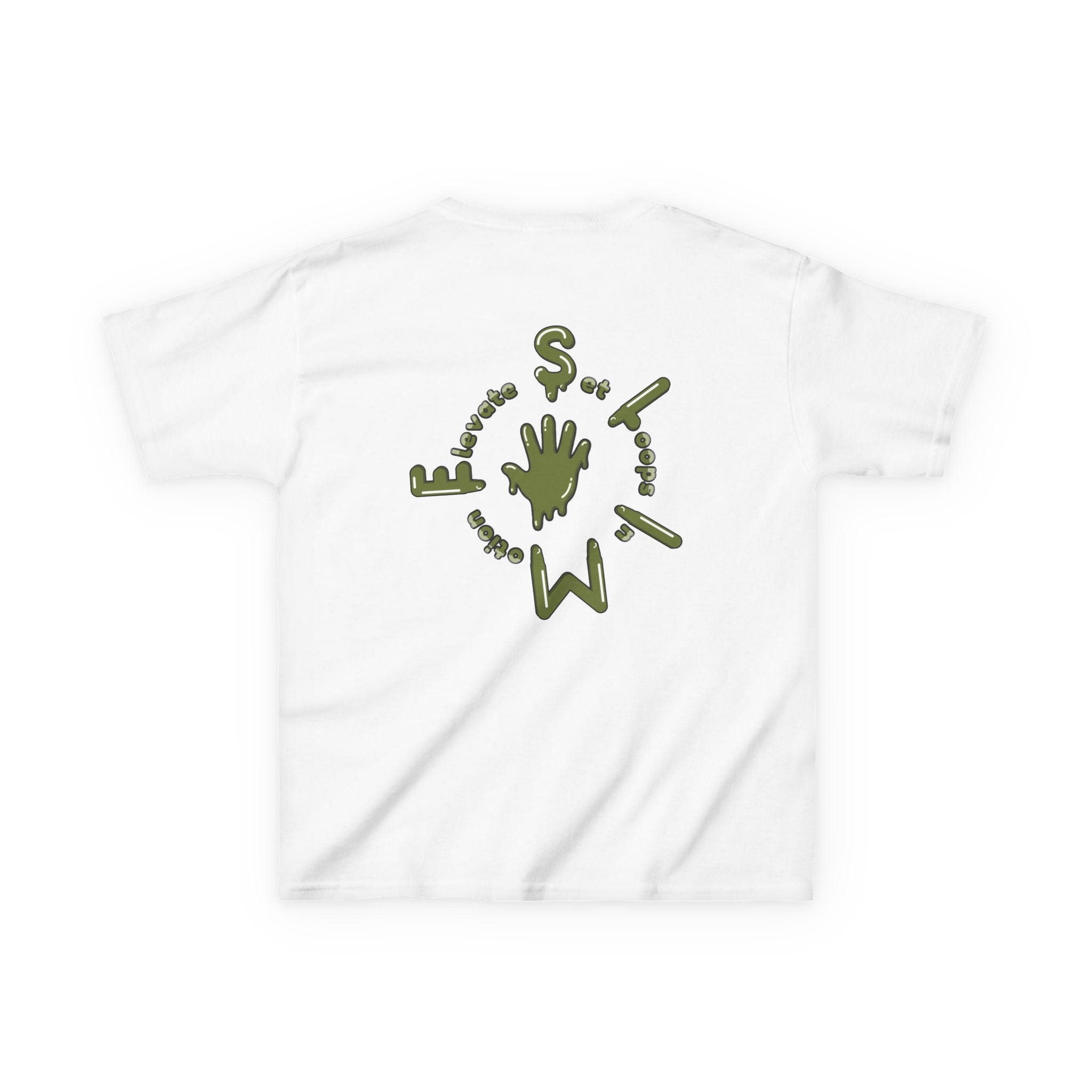 The Slime Shop Kids Heavy Cotton Tee — White / Military Green Slime $