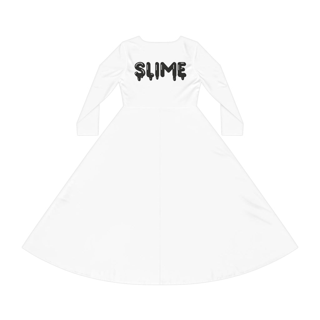The Slime Shop Women's Long Sleeve Dance Dress — White / Black Slime In 5 (hand)