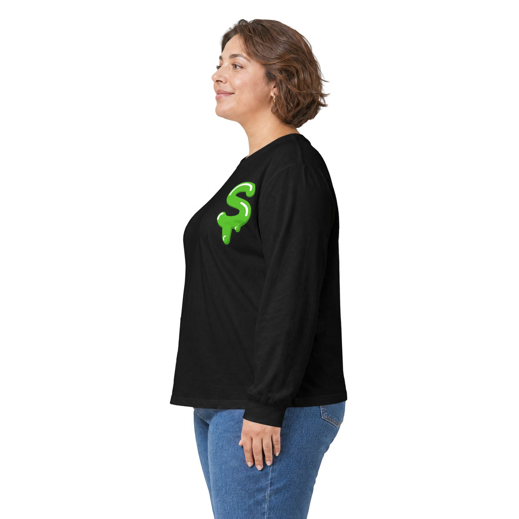 The Slime Shop Ultra Cotton Long-Sleeve Tee — Carolina Blue / Green Slime $