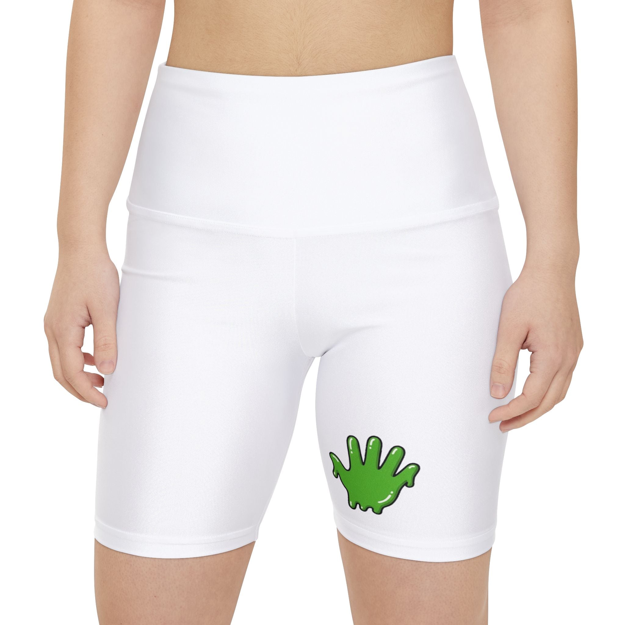 The Slime Shop Women's Workout Shorts — White / Green Slime In 5