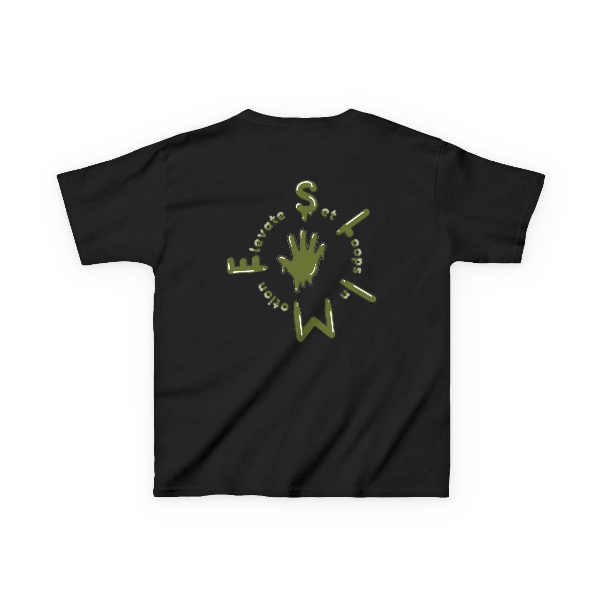 The Slime Shop Kids Heavy Cotton Tee — White / Military Green Slime $
