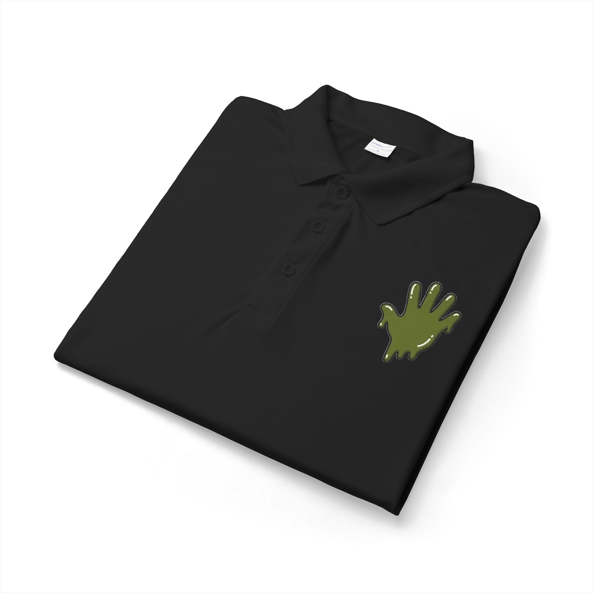 The Slime Shop Sport-Tek Polo — White / Olive Slime In 5