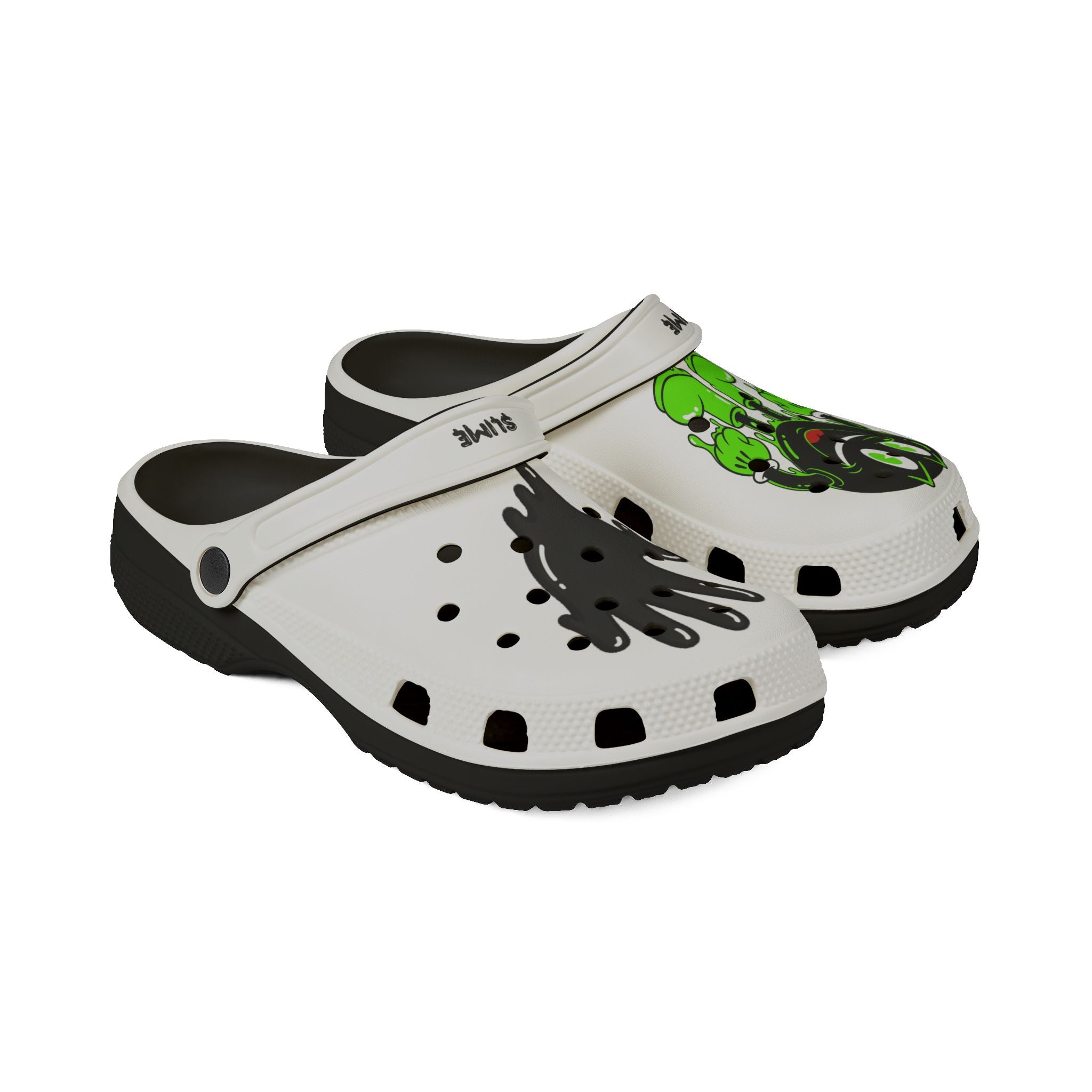 The Slime Shop EVA Foam Clogs — White / Black Slime In 5