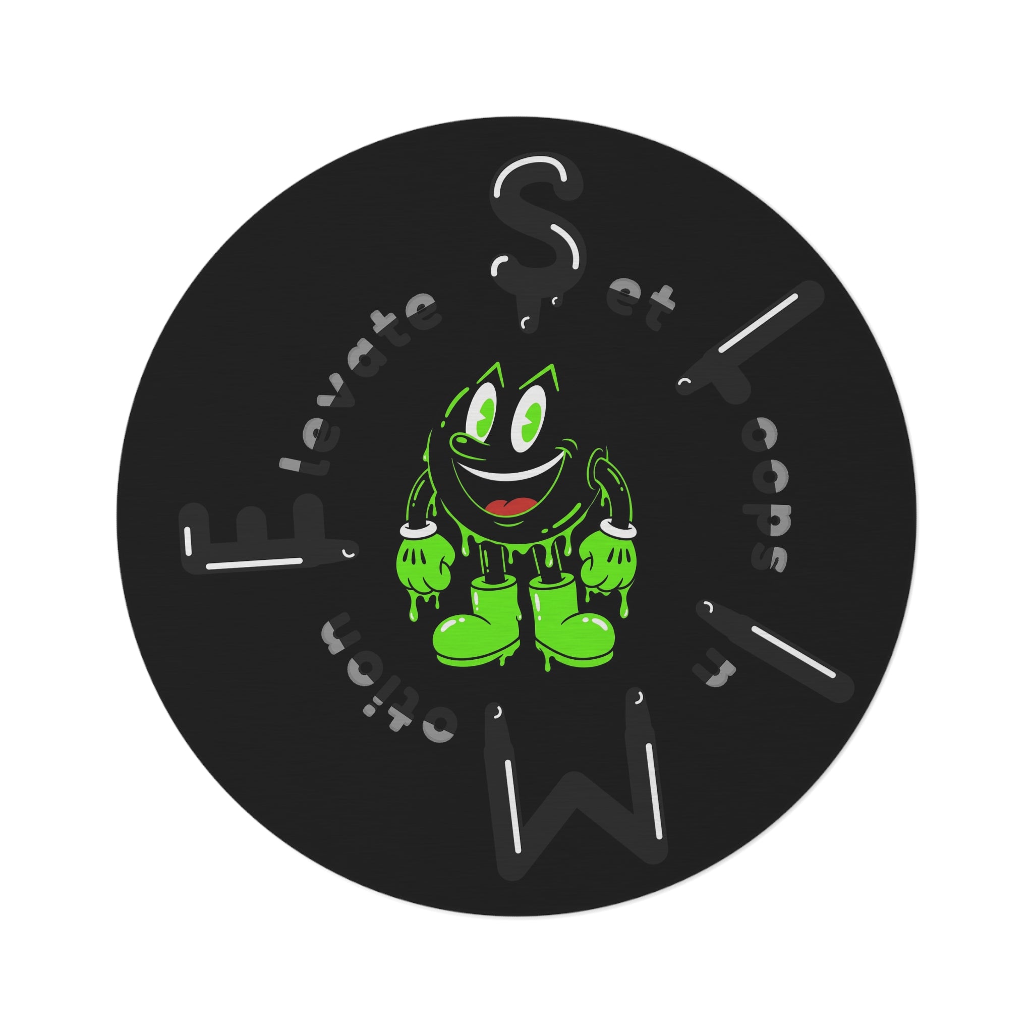 The Slime Shop Round Rug — Slimeman & Ring (Black) II