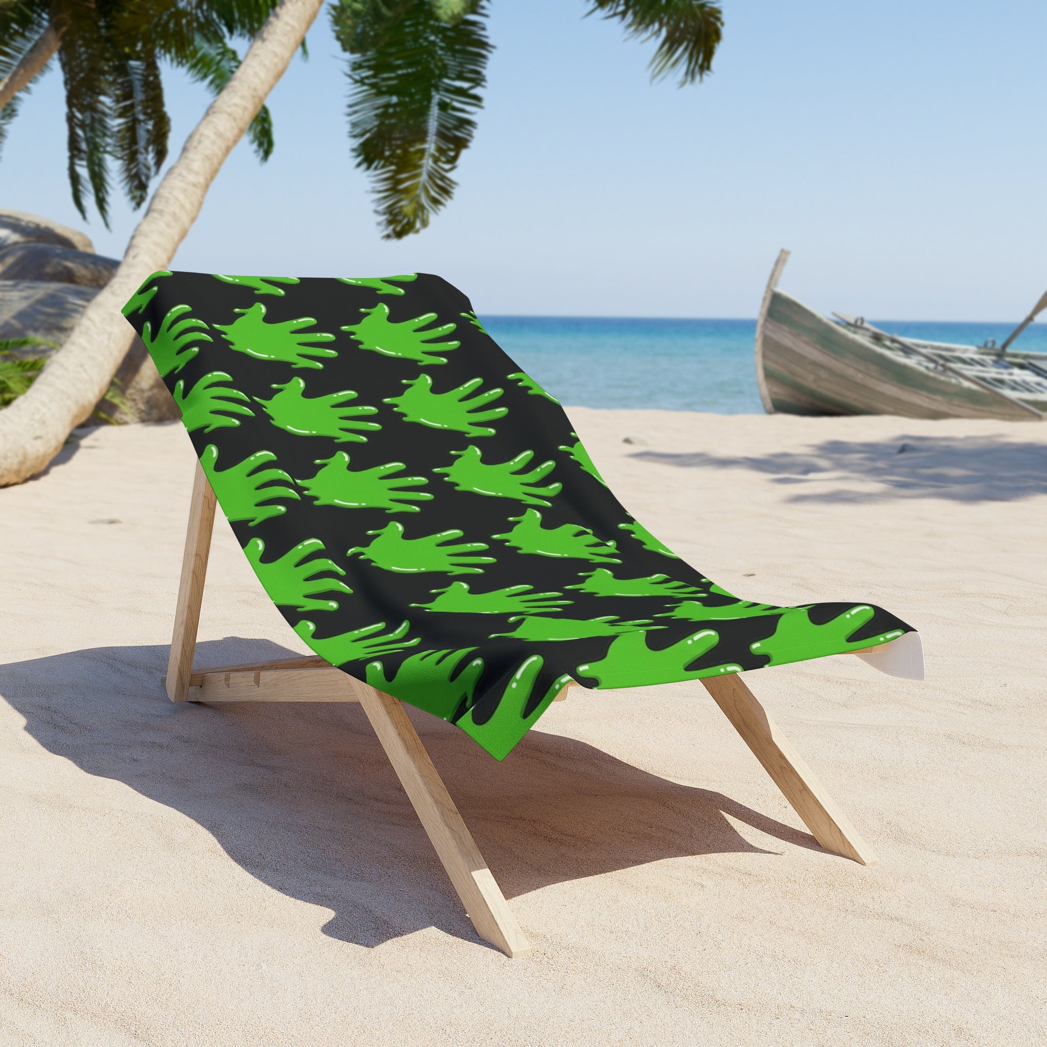 The Slime Shop Beach Towel — Black / Green Slime In 5