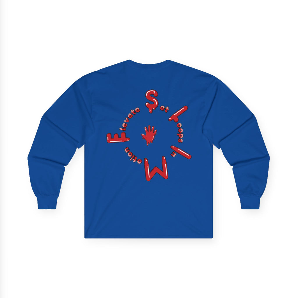The Slime Shop Ultra Cotton Long-Sleeve Tee — Royal Blue / Red Slime Sircle