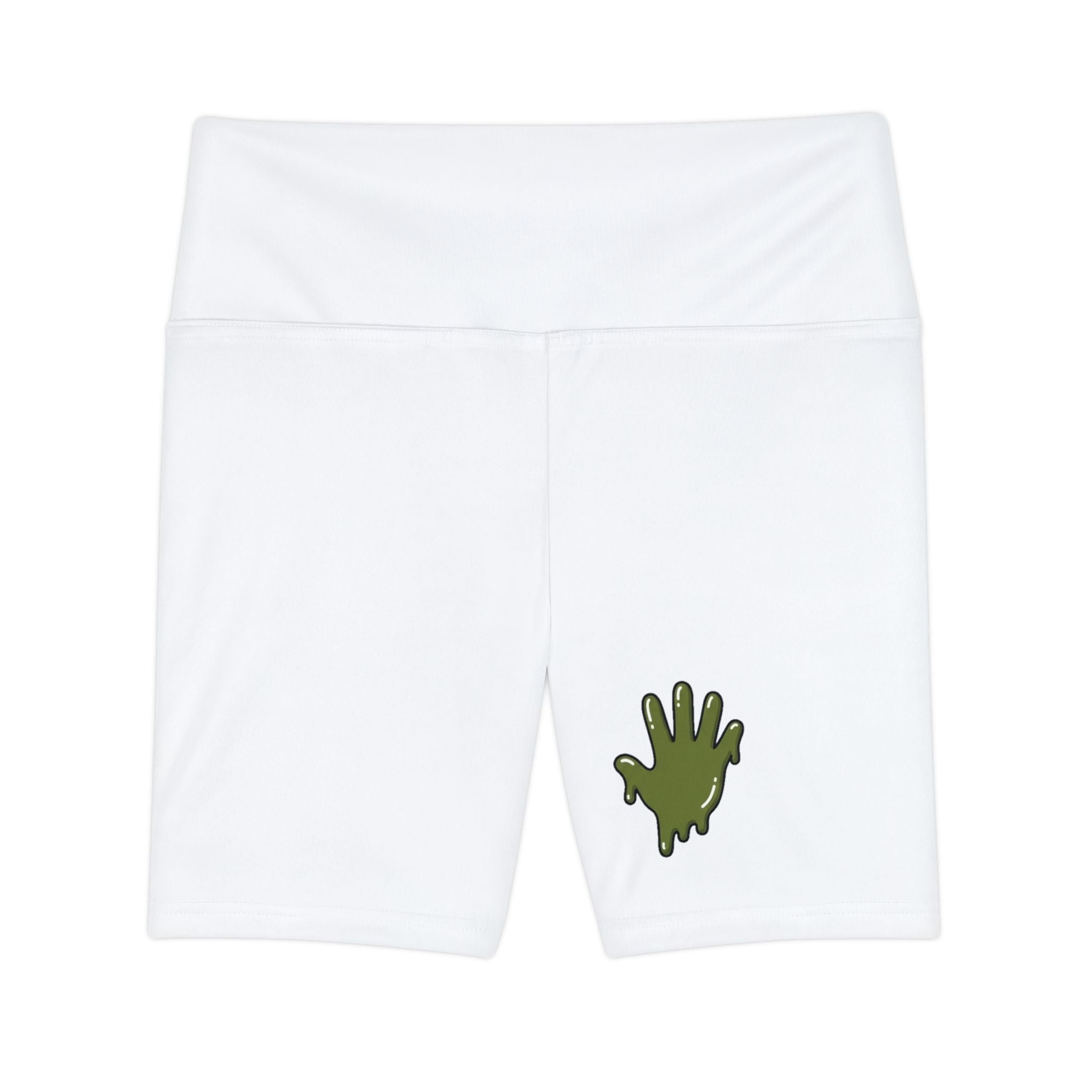 The Slime Shop Women's Workout Shorts — White / Olive Slime In 5