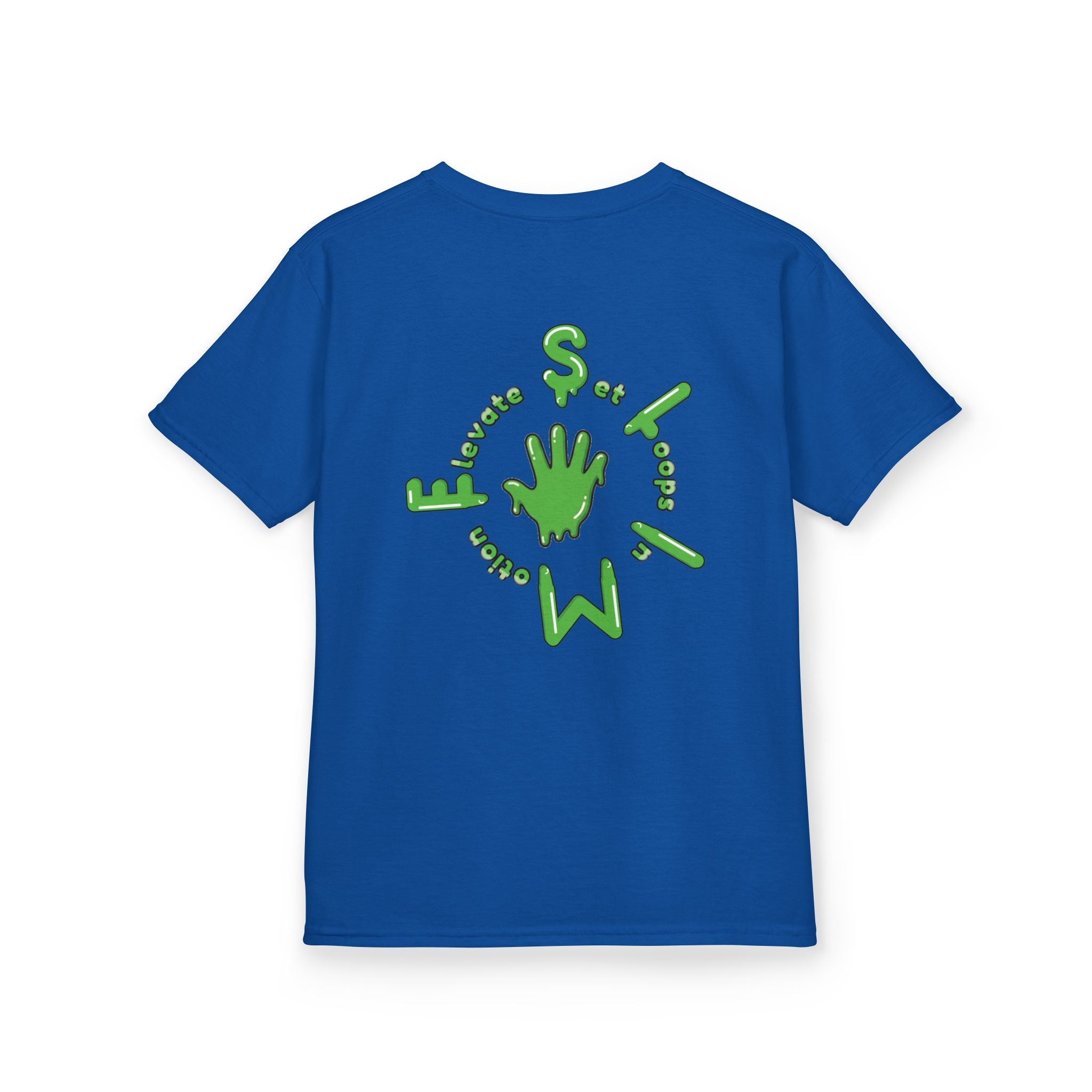 The Slime Shop Kids Tee — Royal Blue / Green Slime Sircle
