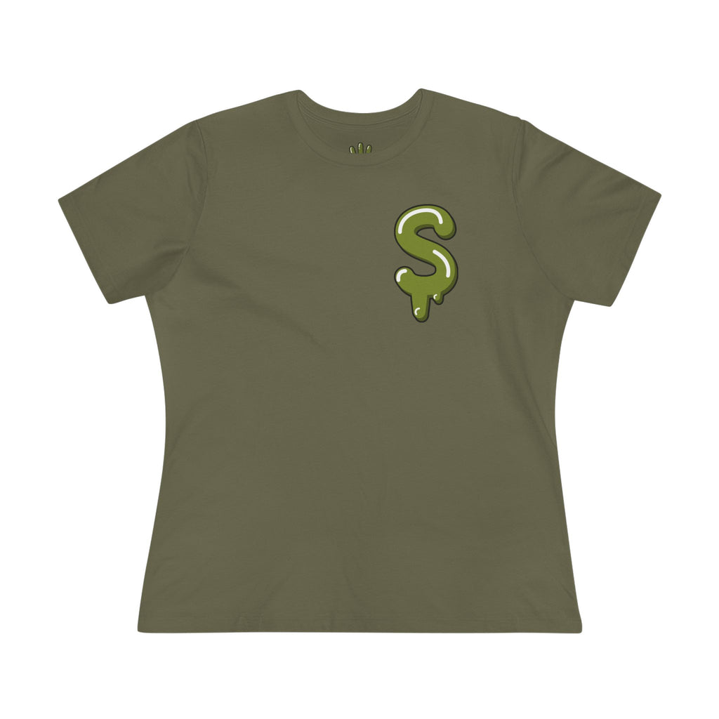 The Slime Shop Women's Tee — White / Olive SLIME