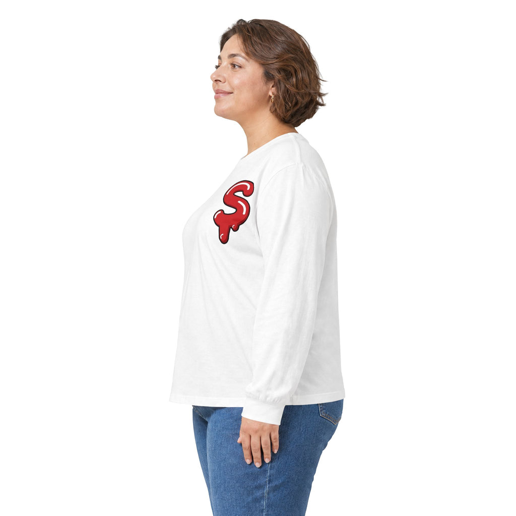 The Slime Shop Ultra Cotton Long-Sleeve Tee — Royal Blue / Red Slime Sircle