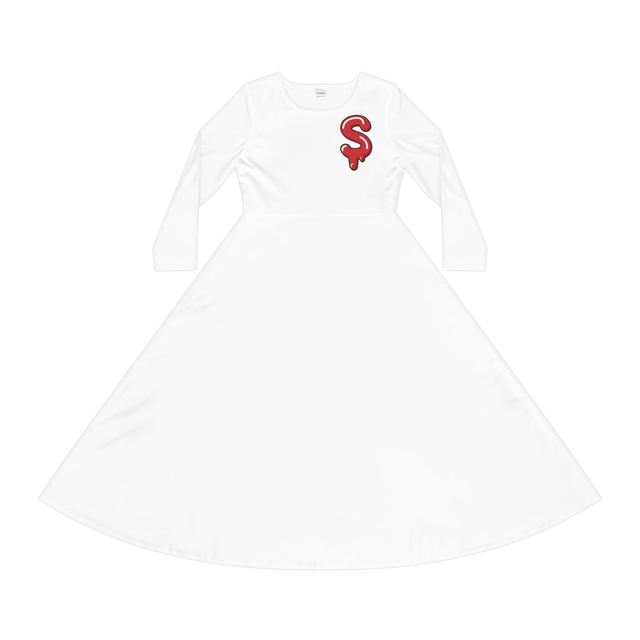 The Slime Shop Women's Long Sleeve Dance Dress — White / Red Slime $