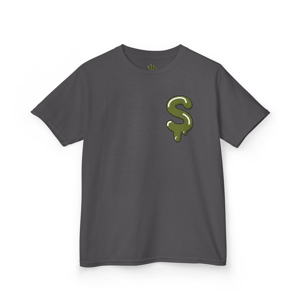The Slime Shop Kids Heavy Cotton Tee — White / Military Green Slime $
