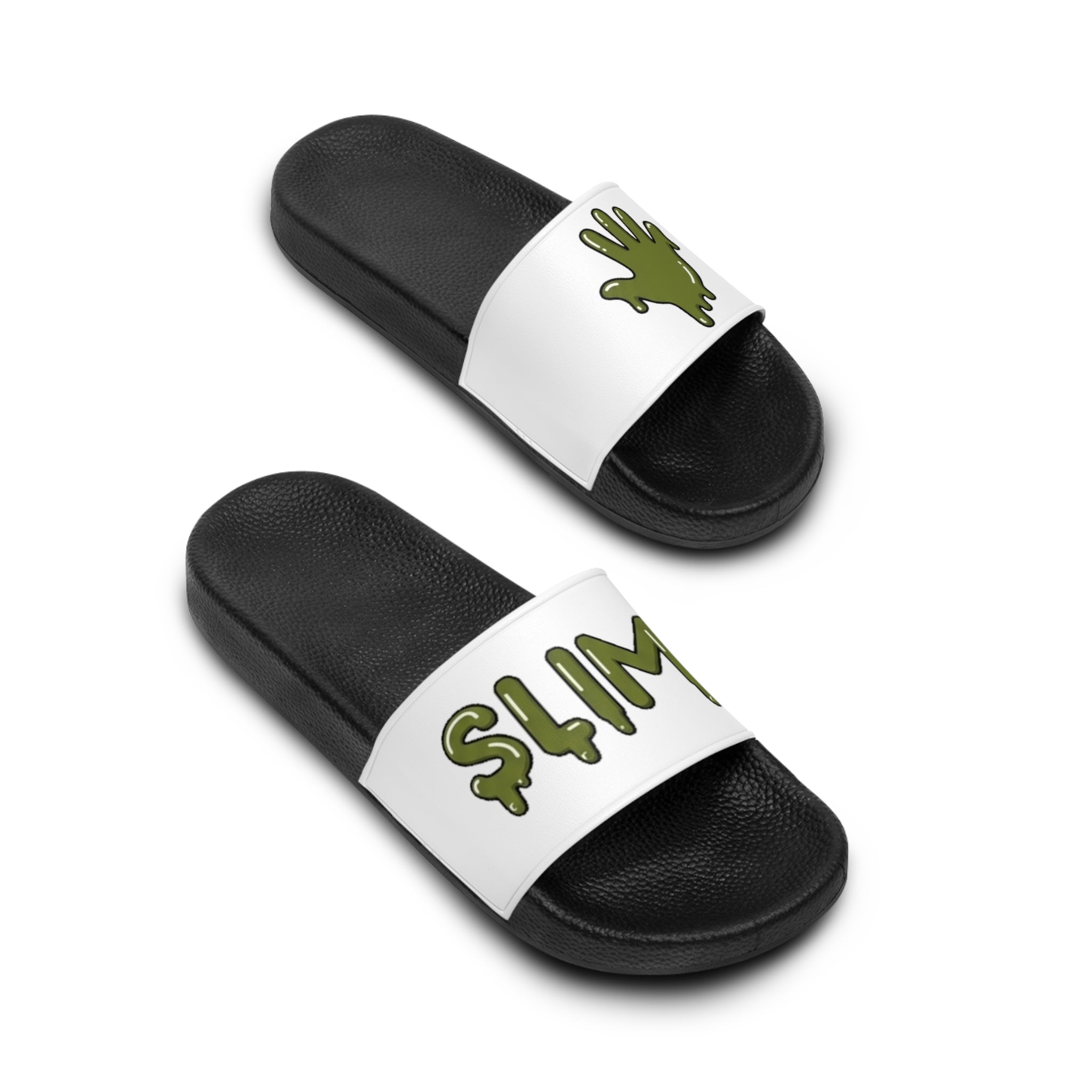 The Slime Shop Slides — White / Olive Slime In 5
