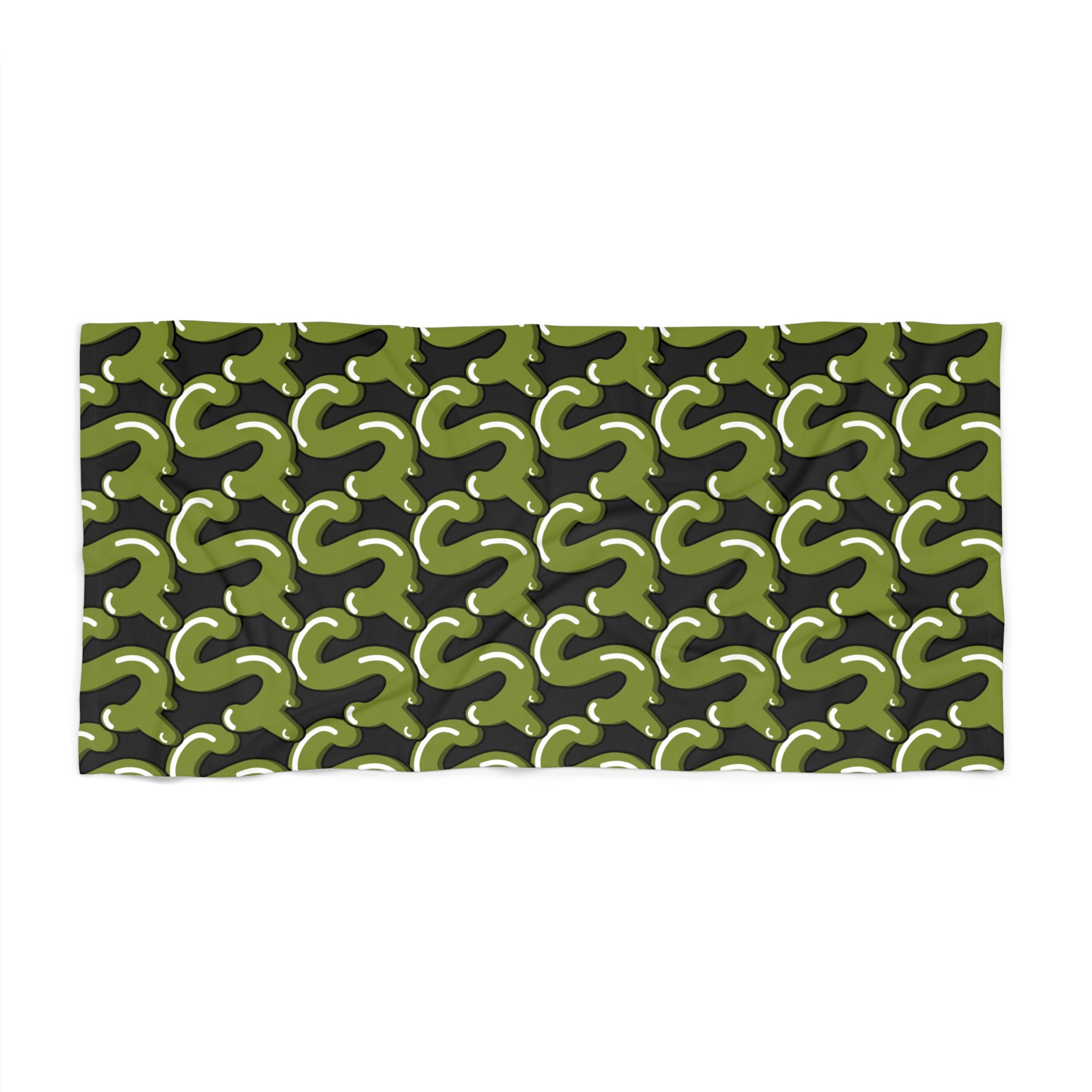 The Slime Shop Beach Towel — Black / Olive Slime $