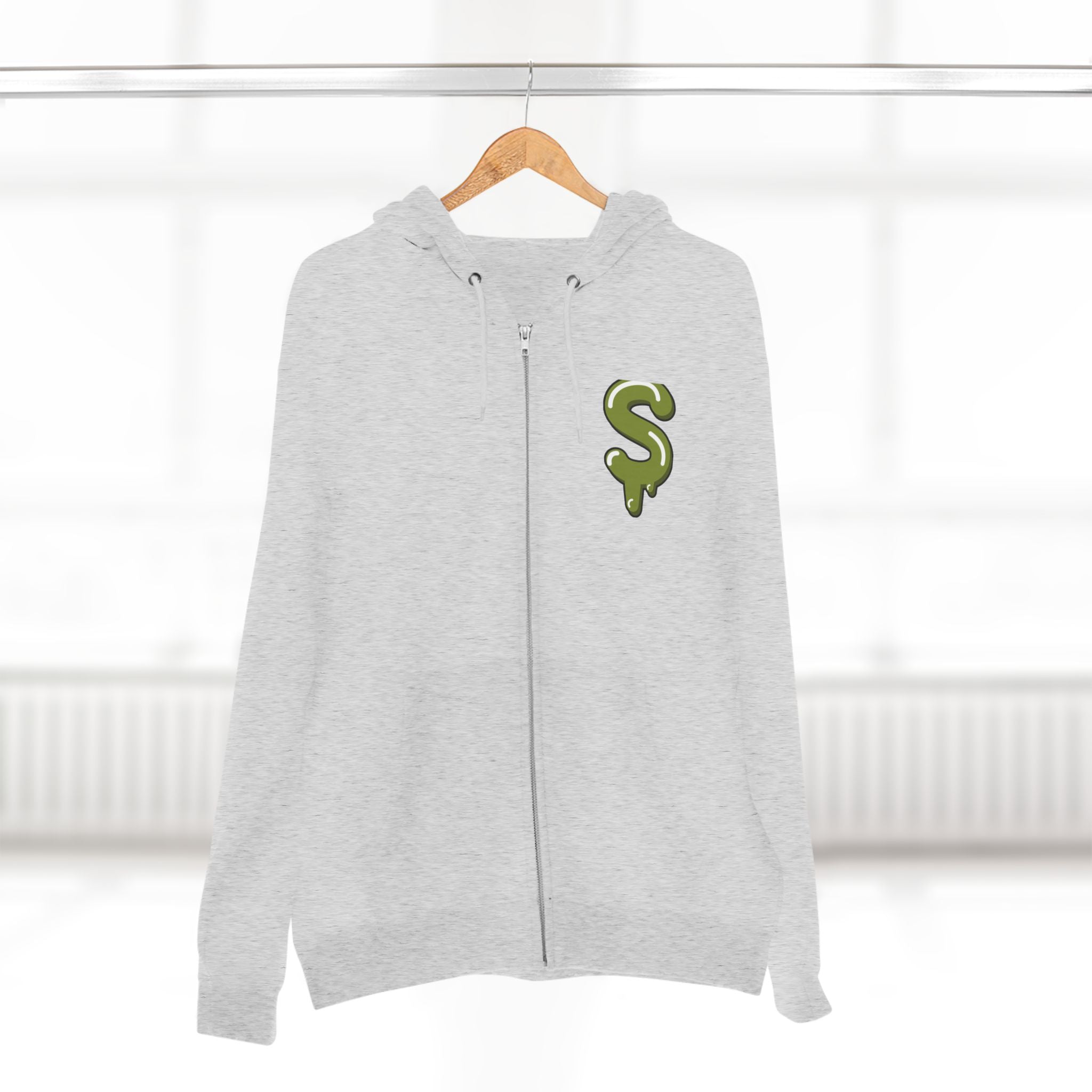 The Slime Shop Zip Hoodie — Heather / Olive Slime $
