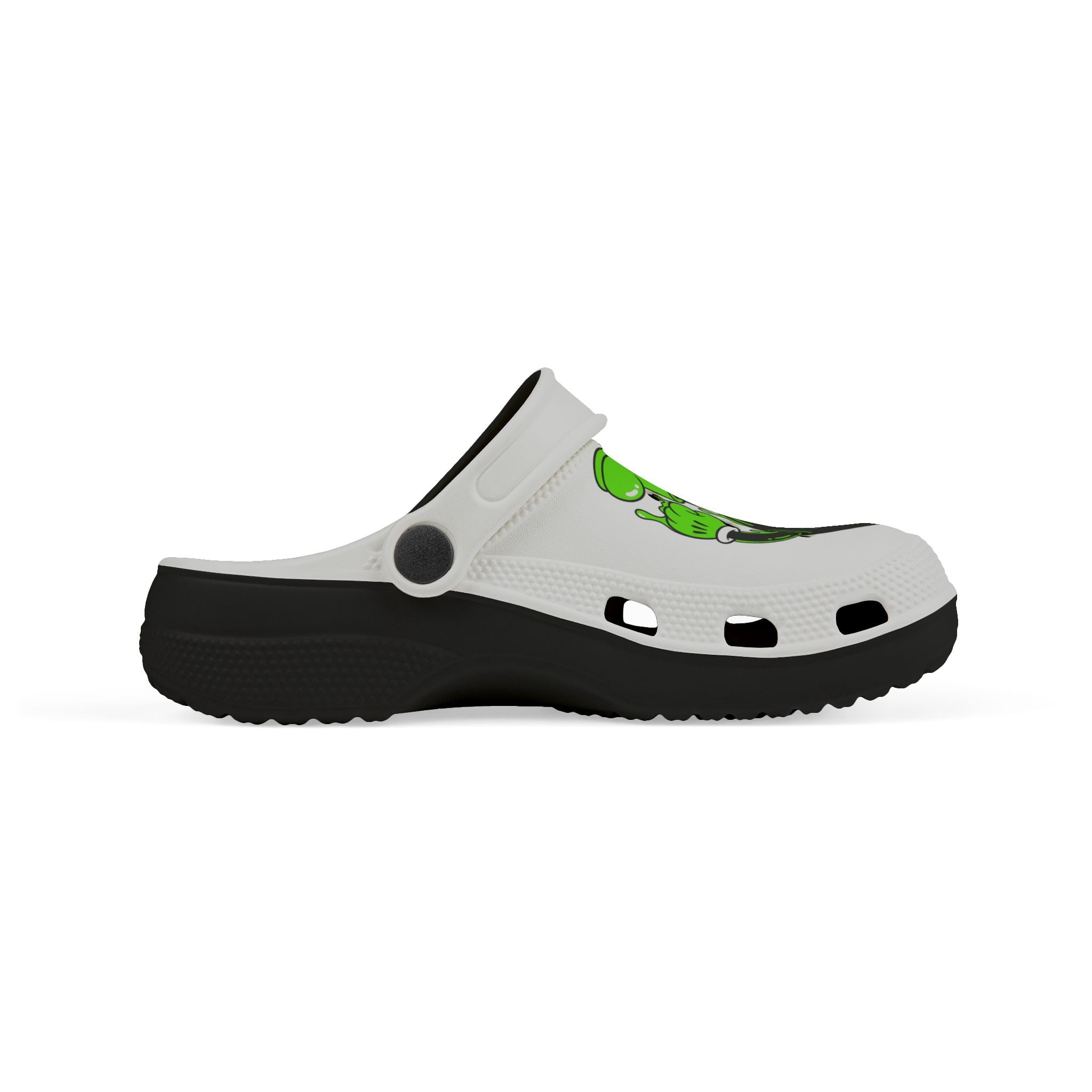 The Slime Shop Kids' EVA Foam Clogs — White / Green Slime AOP (Slimeman Gzzz + Slime Hand)