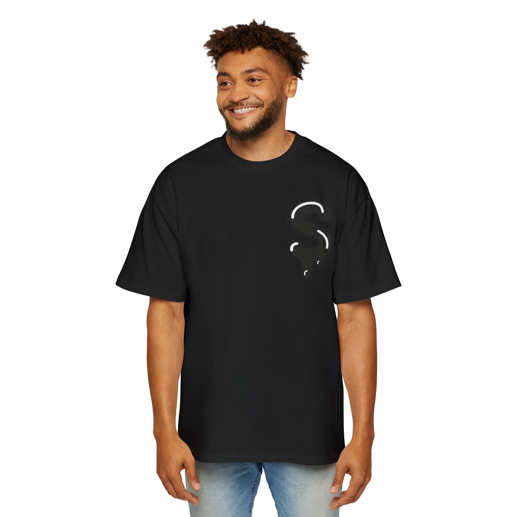 The Slime Shop Men's Heavy Oversized Tee — White / Black Slime Sircle